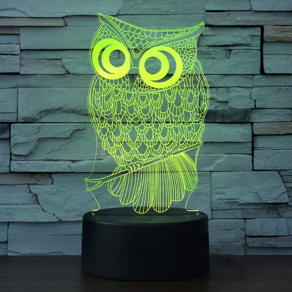 i-CHONY Owl Gift Night Light for Kids,3D Illusion Lamp 7 Colors Auto Changing Touch Table Lamp Bedroom Decorations Bedside Lamp - Owl Gifts for Kids Boys Girls Teens Women Xmas Gifts