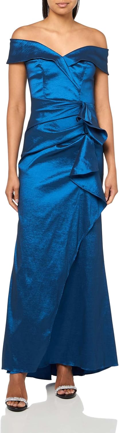 Xscape Women's Betsy & Adam Women's Galaxy Knit Cowl Neck Drape Sleeve Floor Length Dress