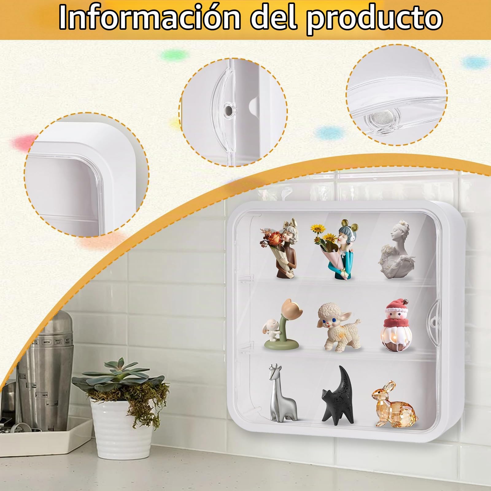 Vitrina Expositora para Colecciones, Vitrina Expositora Colgante con Puerta Magnética, 3 Capas Vitrina Metacrilato Transparente para Lego Figuras de Acción, Juguetes, Miniaturas, Coleccionables