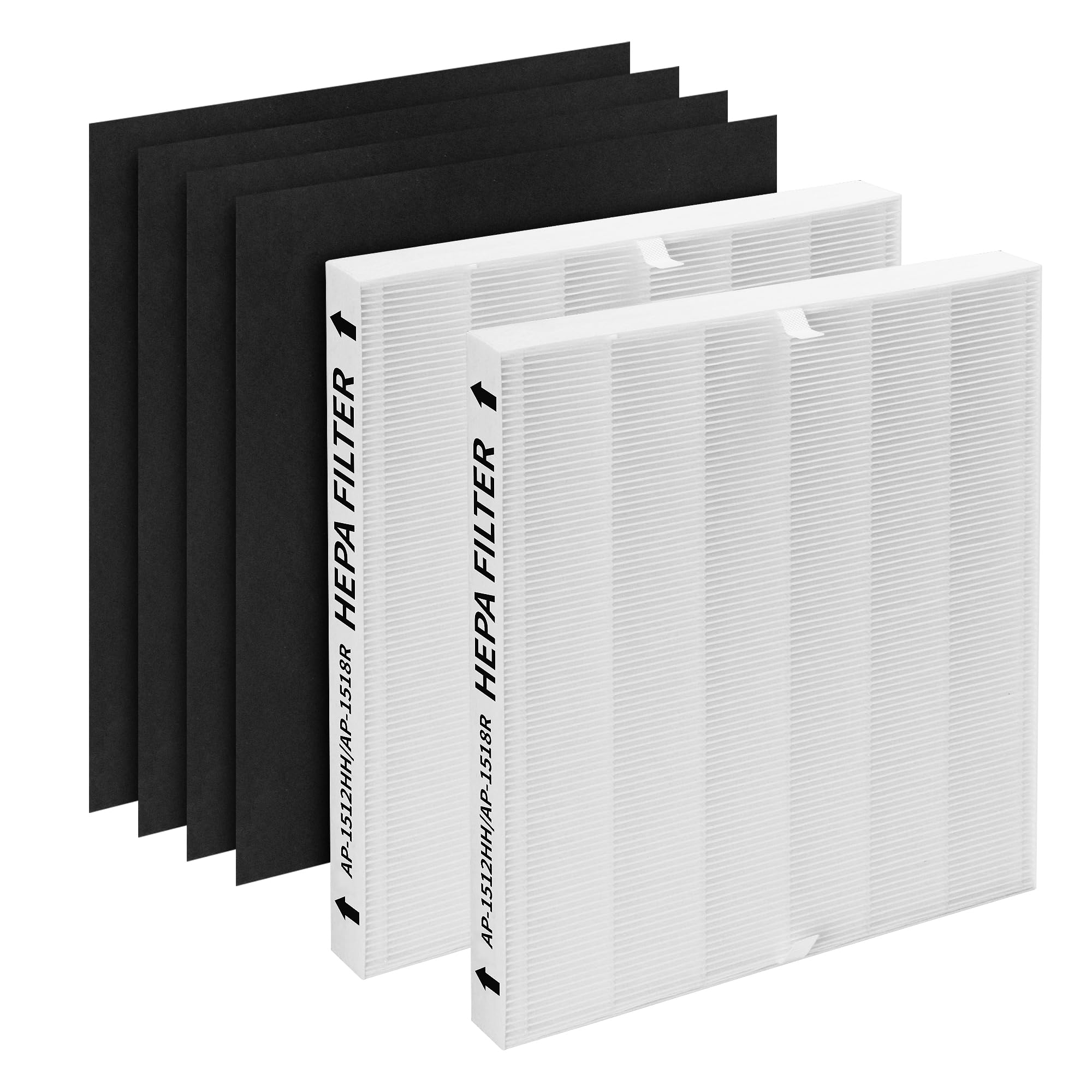 GoKBNY 2-Pack AP-1512HH Replacement Filter, Compatible with Coway AP-1512HH Mighty Purifier, Part# 3304899, with 4 Extra Carbon Filters