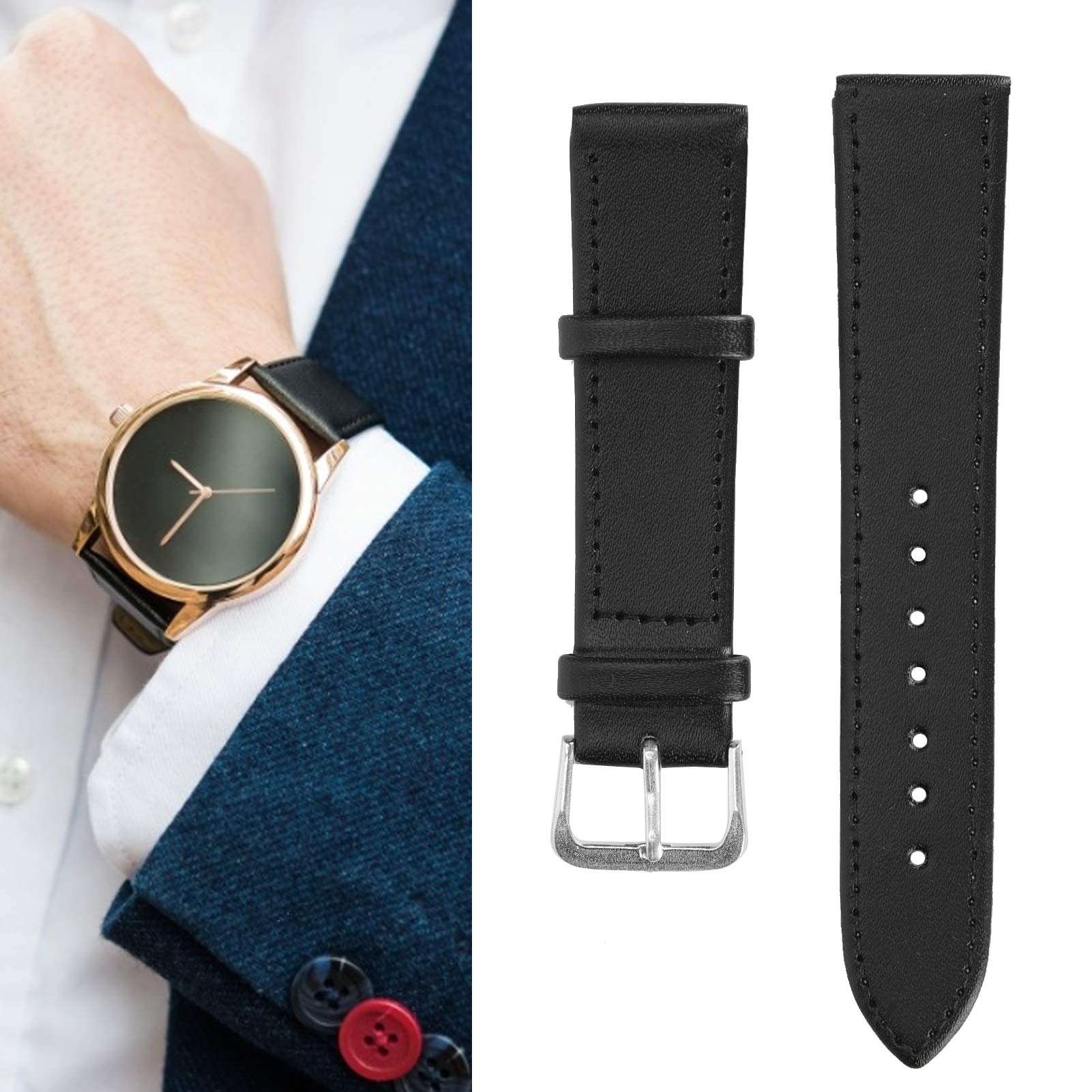 Ejoyous Correa de Reloj de Cuero con Hebilla, Correas de Reloj, Correa de Cambio Rápido, de Repuesto Universal para Hombres y Mujeres (20MM)