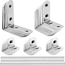 QWORK® L Brackets for Wood , 56pcs Corner Brace , Stainless Steel , 16x20mm , 16x40mm , 16x50mm , 90 Degree L Shaped Brackets for Furniture Fixation