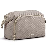 BAGSMART Travel Makeup Bag, Cosmetic Bag Small Make Up Organizer Case,Wide-open Pouch for Women Purse for Toiletries Accessories Brushes,Large Tranquil Gray