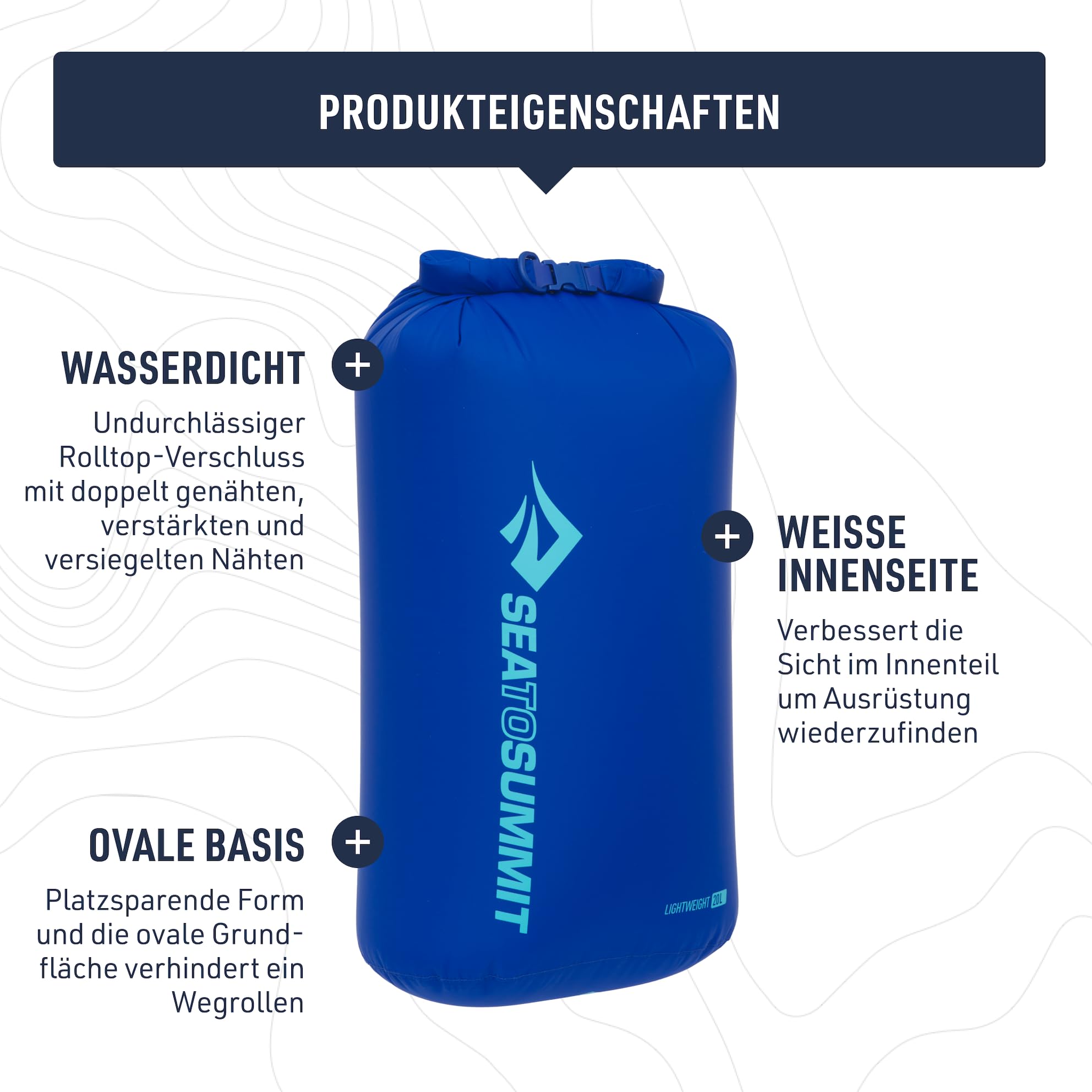 Sea to Summit - Lightweight Dry Bag Set (3L, 5L, 8L) - wasserdichte Trockentaschen - Rollverschluss - Recyclingmaterial - Befestigungspunkt am Boden & D-Ring - Für Wanderungen & Paddelsport