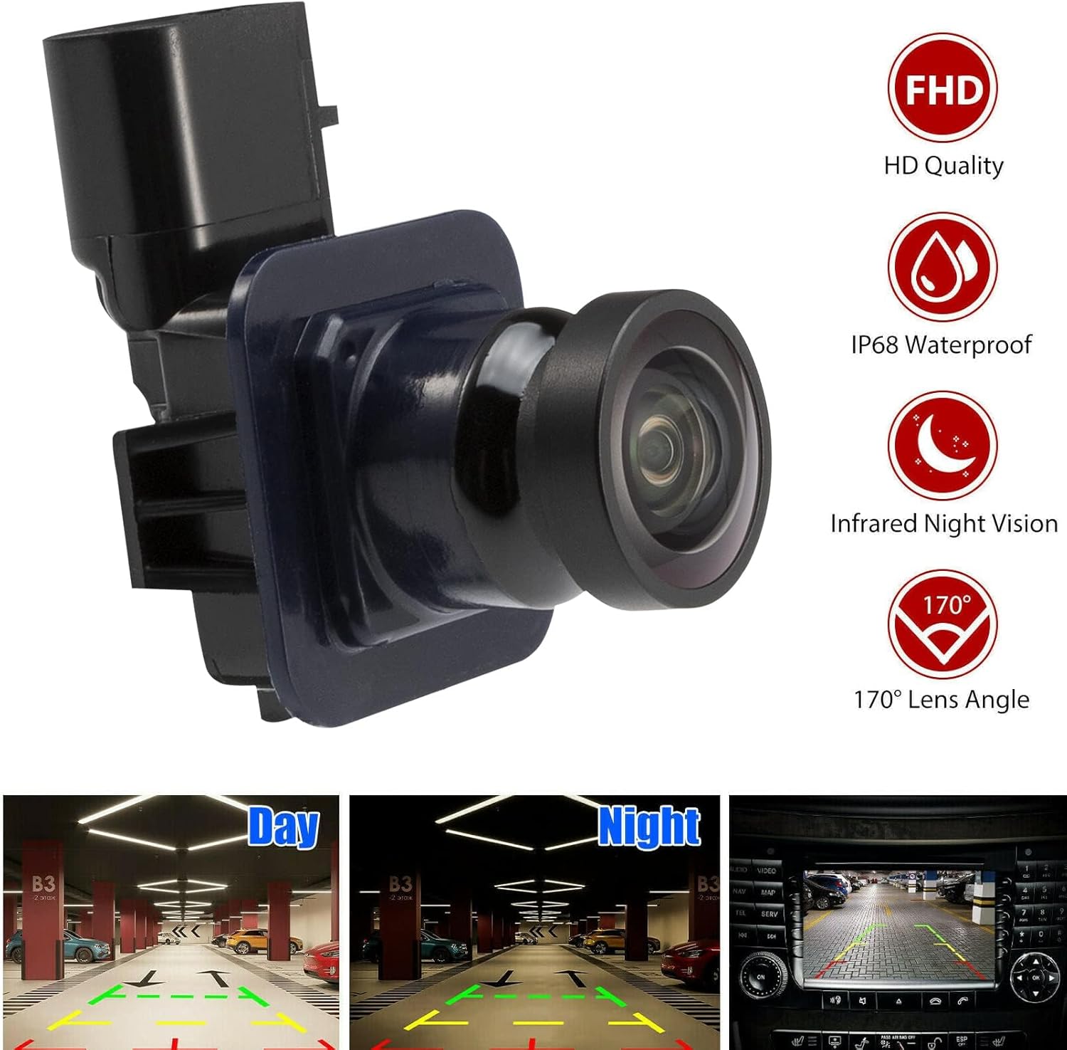 Rear View Backup Camera fits Edge 2011 2012 2013 2014 2015, MKX 2011-2013, Safety Parking Assist Camera, Replaces# FL1T-19G490-AC BT4Z-19G490-B