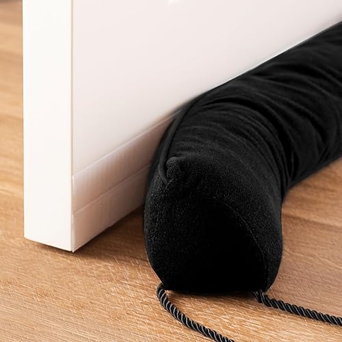 Sunolga Tope de corriente de puerta con peso de 48 pulgadas, columna triangular de ángulo recto, a prueba de sonido, color negro