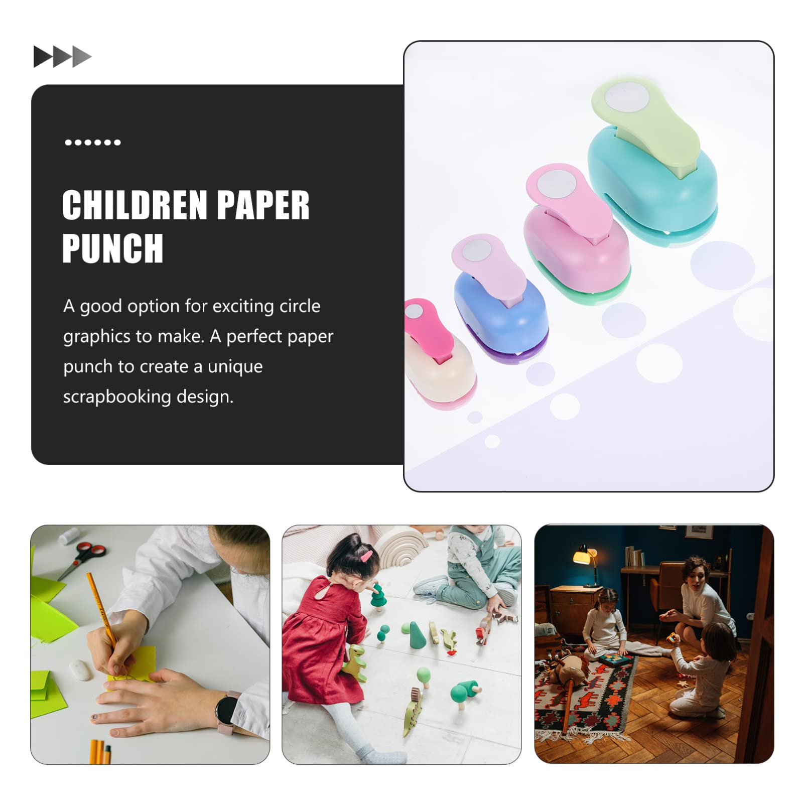 Perforatrice Carta per Ragazzo Ragazza Rotonda 4 Pezzi per DIY