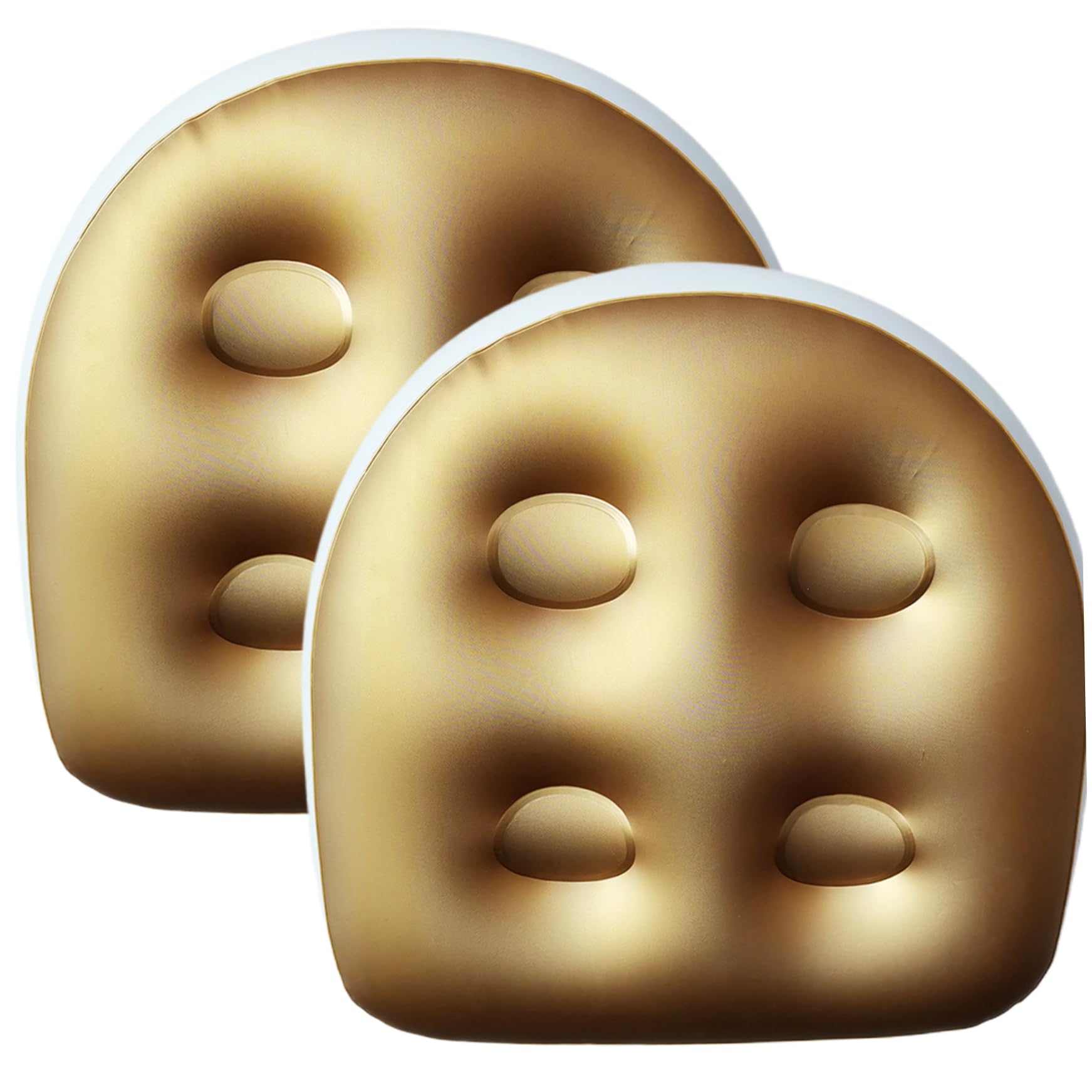 BEAHING 2Pcs Inflatable Booster Seat, 18.5x14.6x5.9'' Spa & Back Support Inflatable Hot Tub Seat with Suction Cup Gold