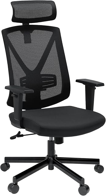BASETBL Ergonomic Office Chair, High-Back Mesh Desk Chair for Home, Computer Chair with Adjustable Headrest and Lumbar Support, Swivel Executive Chair with Silent Wheels and Up-grated Legs (Black)