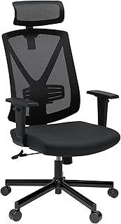 BASETBL Ergonomic Office Chair, High-Back Mesh Desk Chair for Home, Computer Chair with Adjustable Headrest and Lumbar Support, Swivel Executive Chair with Up-grated Legs (Black)