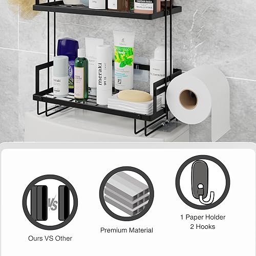 Miniatura 6 de Estante de almacenamiento sobre el inodoro con estantes adhesivos para ducha y organizador de papel, organizador de alta calidad sobre el inodoro,