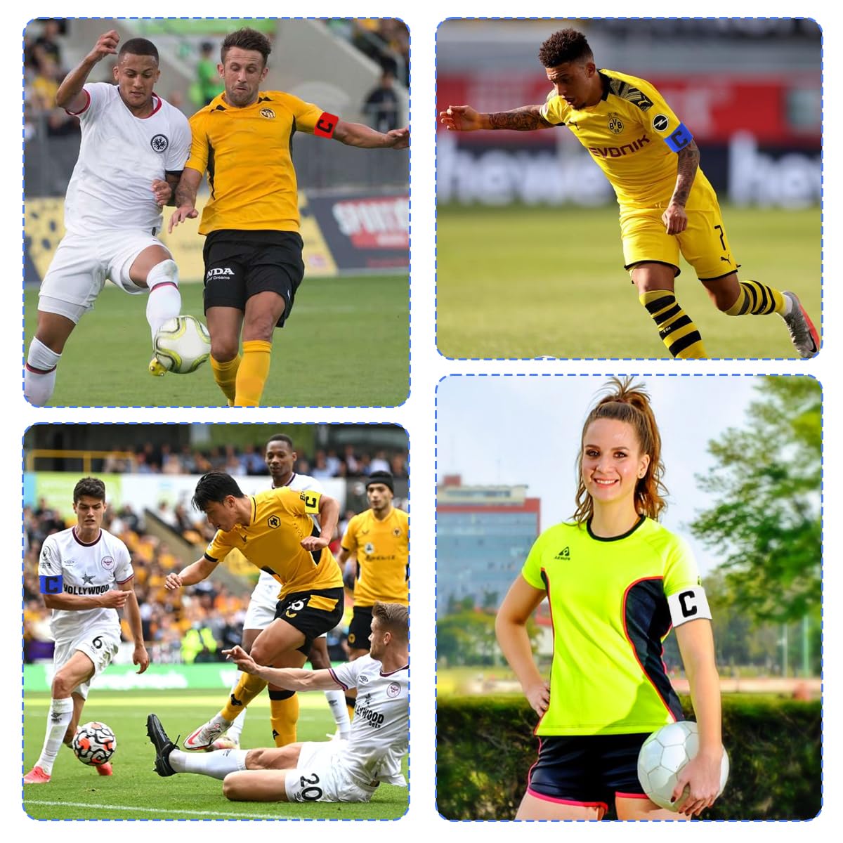 Zyren 4 Pezzi Fascia da Capitano Calcio, Regolabile Fascia Capitano Calcio Bambino, Elastico Fasce per Capitano da Calcio, Multicolore Fasce da Capitano per Bambini Adulti Sport Calcio e Rugby