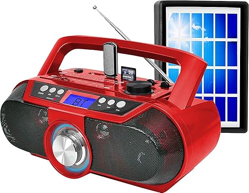 Miniatura 2 de Technical Pro BOOMBLUE2R Altavoz portátil recargable Bluetooth alimentado por energía solar con entradas USB/SD, rango Bluetooth de 30 pies, diseño