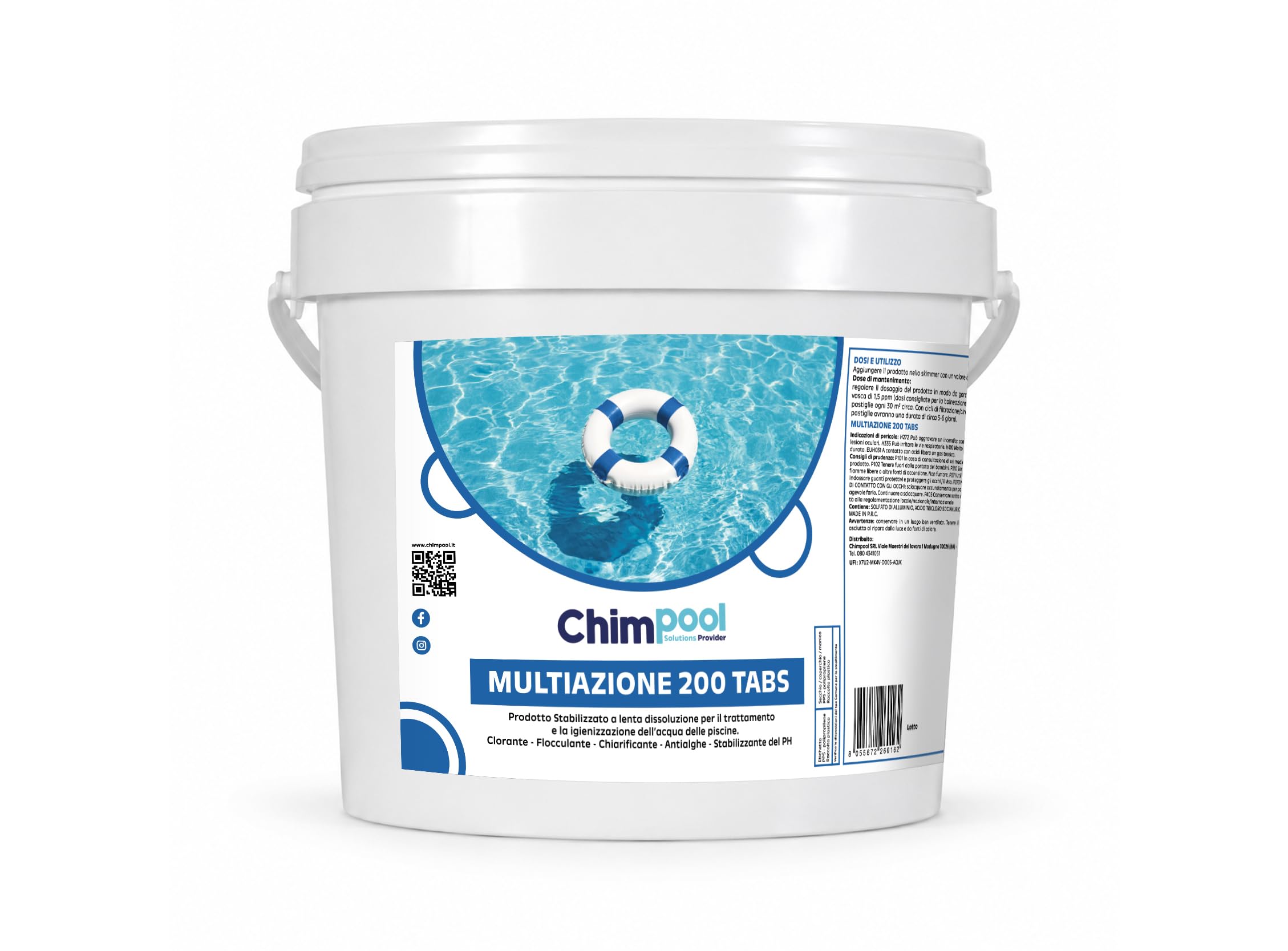 Cloro Multifunzione Pastiglie 200g Piscina, 10kg