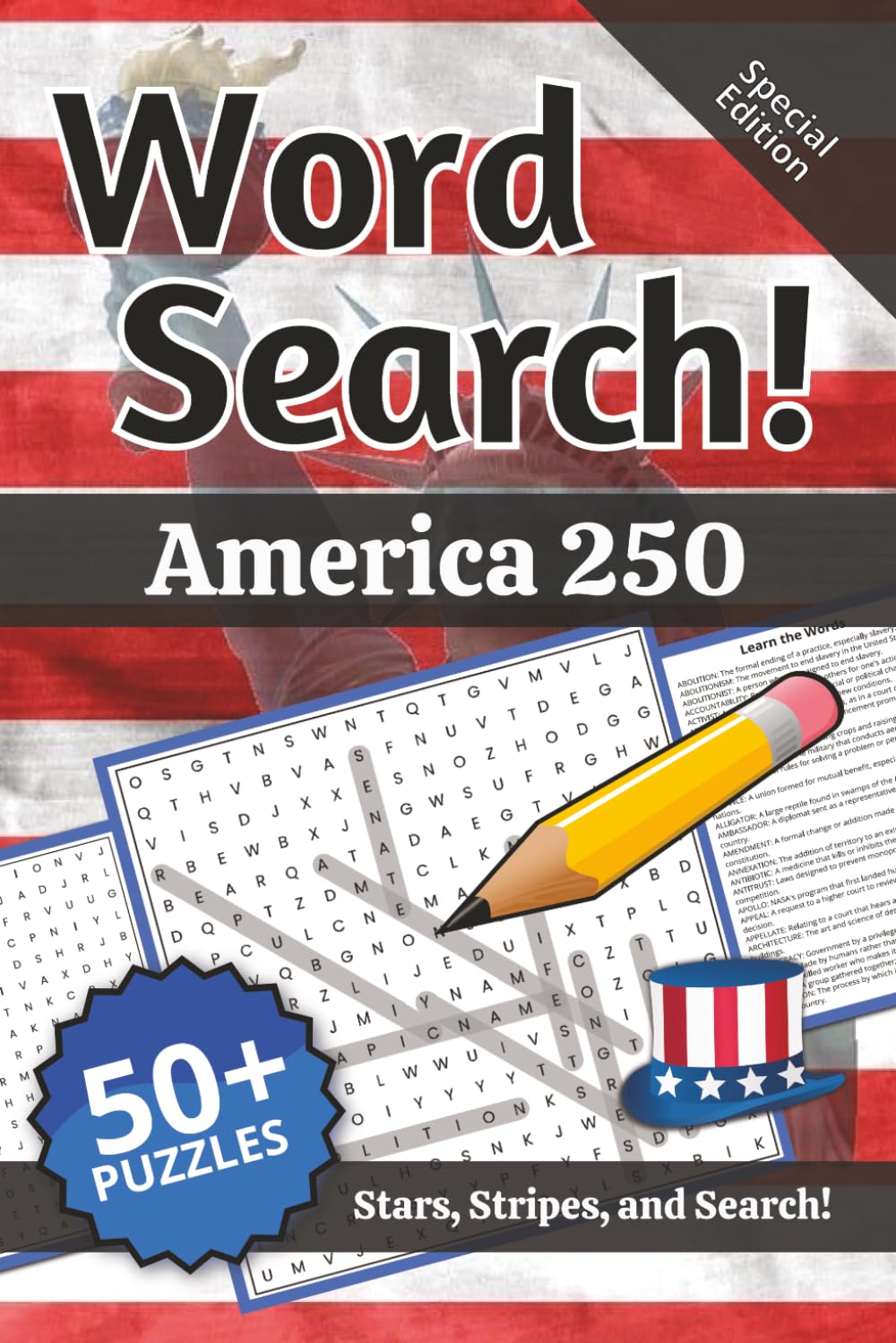 America 250 Word Search: Words and Definitions of America 250: Word Puzzle Book | 110+ pages | 50+ puzzles | 6x9 | Stars, Stripes and Search! (Learning)