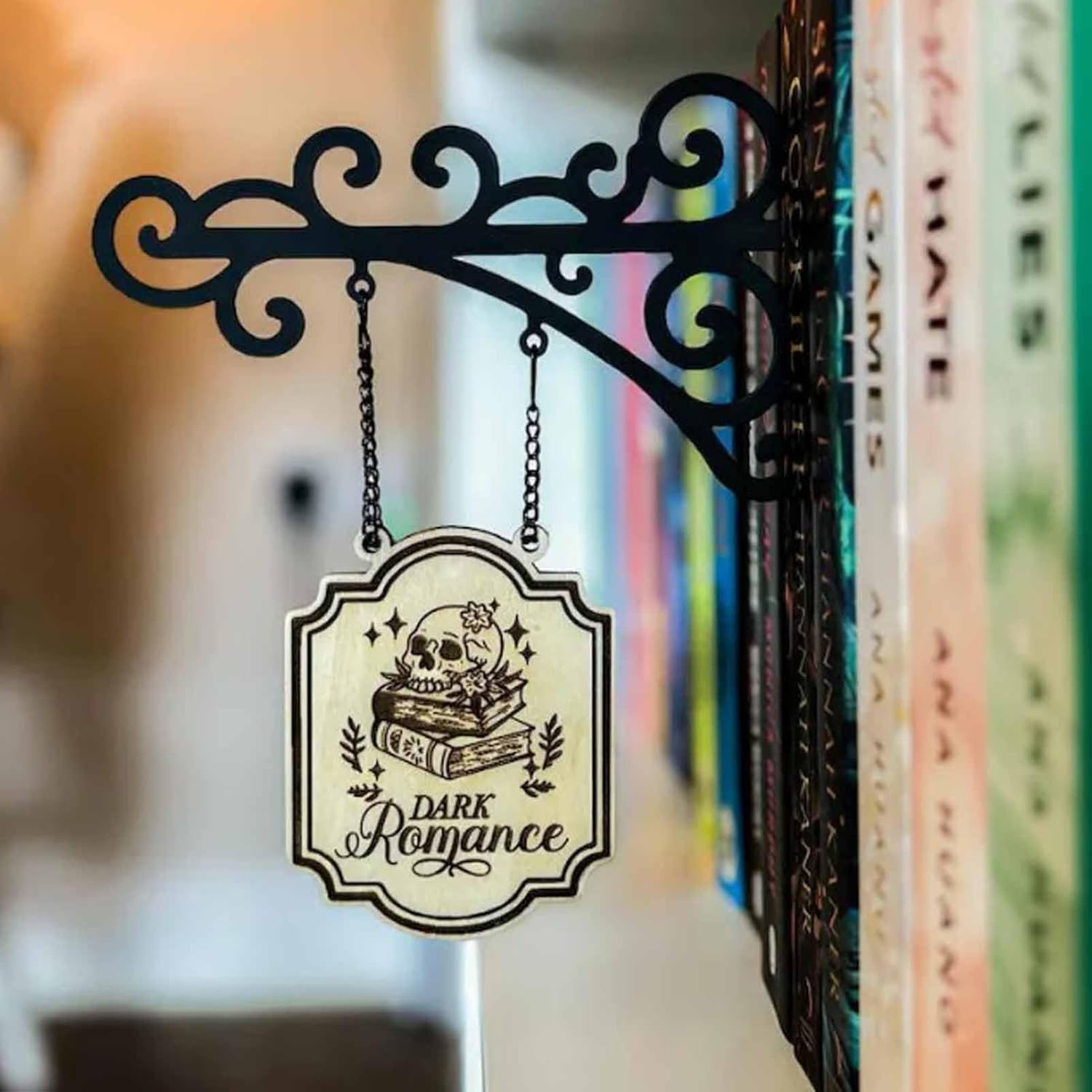 Explcior C Book Genre Dividers For Bookshelf, Book Nook Tavern Signs With Hanging Brackets, Bookshelf Genre Signs, Ustom Shelf Labels For Home Library Bookshelves Dividers, Tavern-Style Booknook Decor(C)