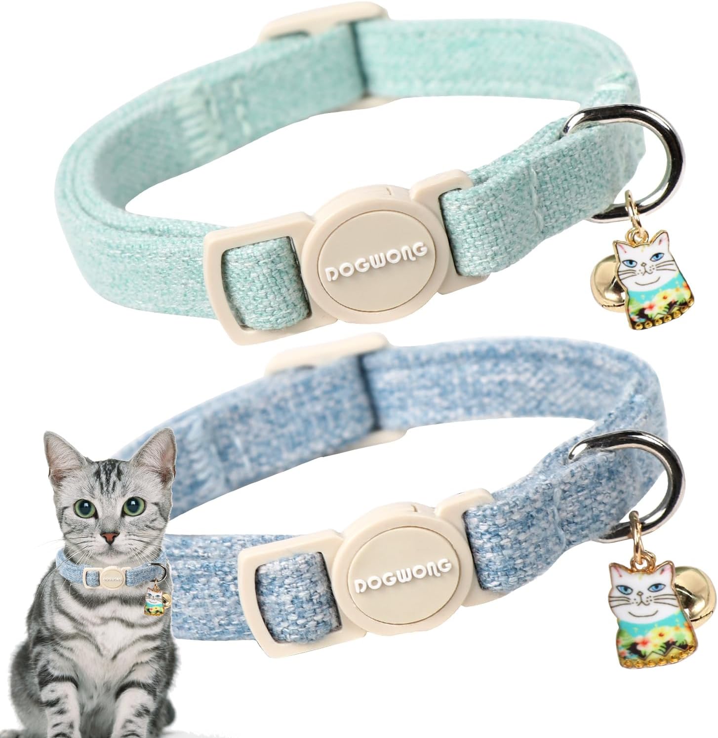 Pet Supplies Hepper Hemp Safety Breakaway Cat Collar with Bells
