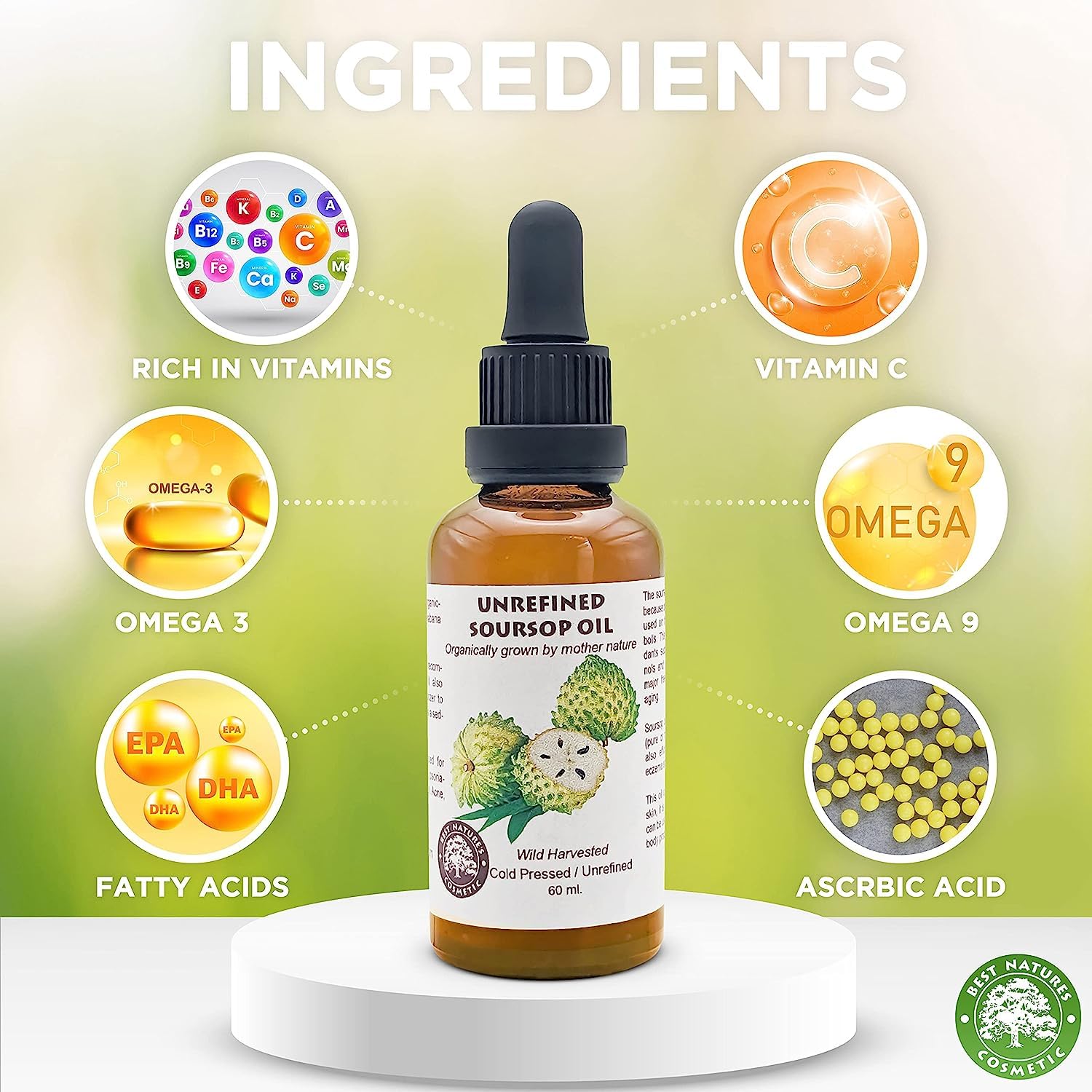 Virgin Soursop Graviola Guanabana Oil (organic, Cold Pressed, undiluted, unrefined) (2 fl oz), Yellow, 60 ml (Pack of 1) - Image 3