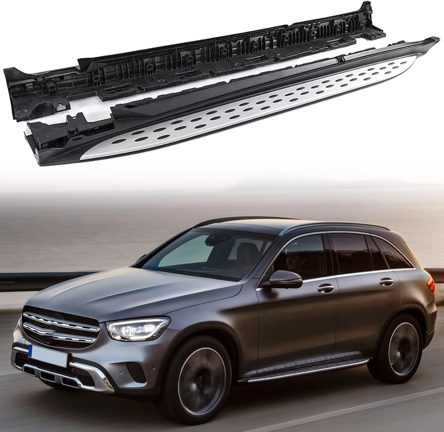 Running Board Side Step Aluminum Fits for Mercedes-Benz GLC X253 2016-2022 Pedal Nerf Bar 2Pcs Fixed