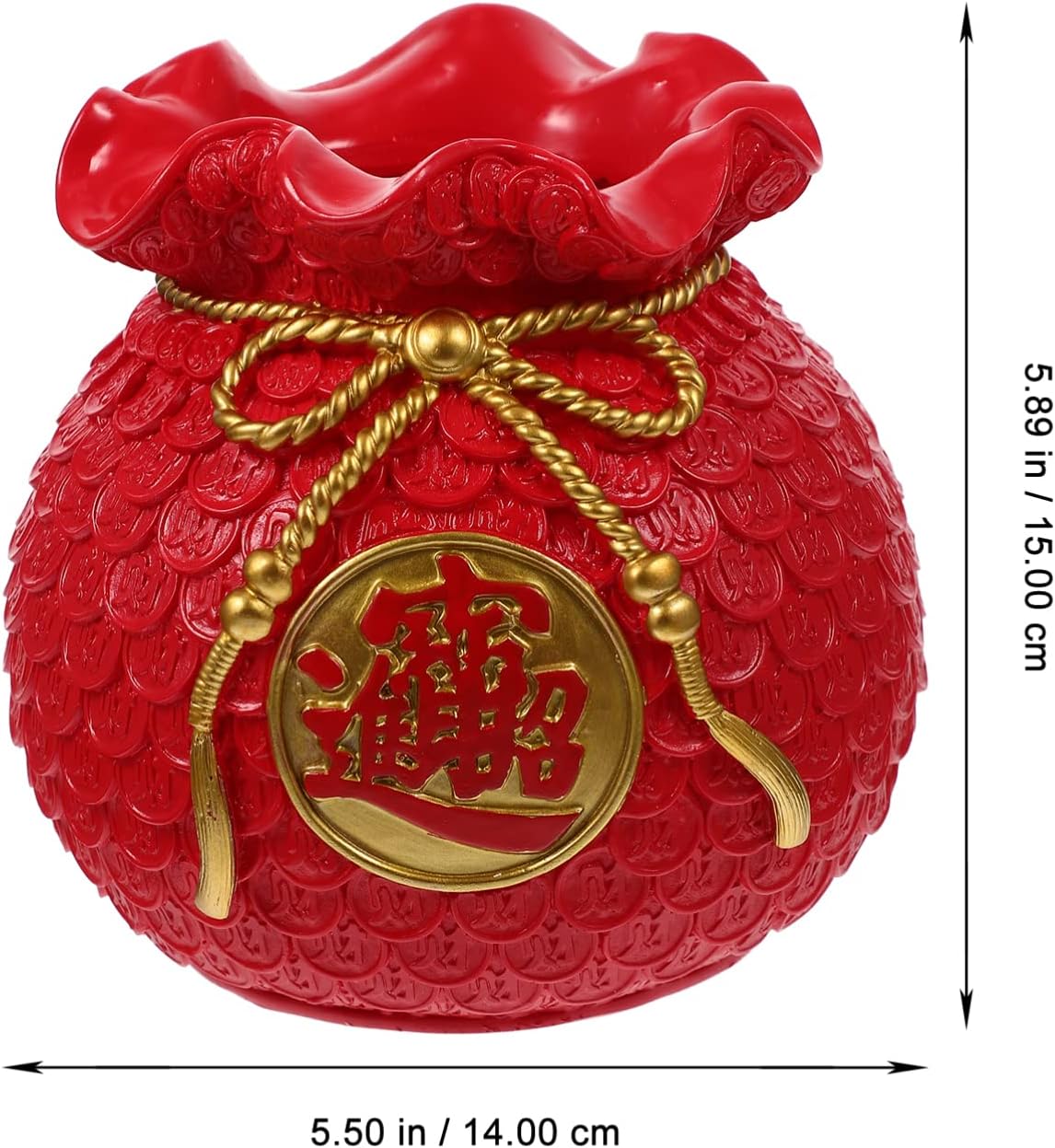 ARTIBETTER Ornaments Piggy Coin Container Chinese Feng Shui Bowl Fortune Bag Figurines Flower Wheat Vase Chinese New Year Flower Pot Indoor Pots Luck Vase Simple Feng Shui Money Resin