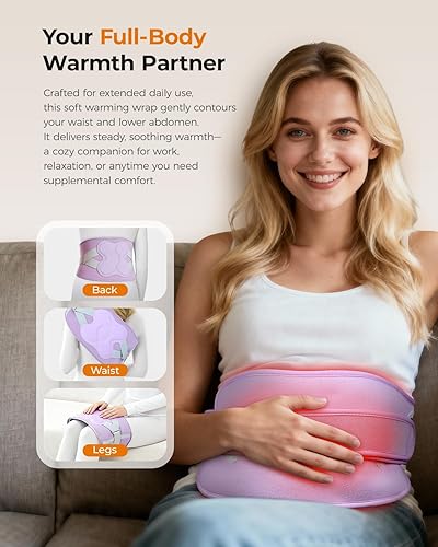 Miniatura 3 de Cordless Heating Pad with Massager, 10000mAh Power Bank & Detachable Belt for Lower Back and Abdomen, 5 Heat & 3 Vibration with 30-Min Auto Off,