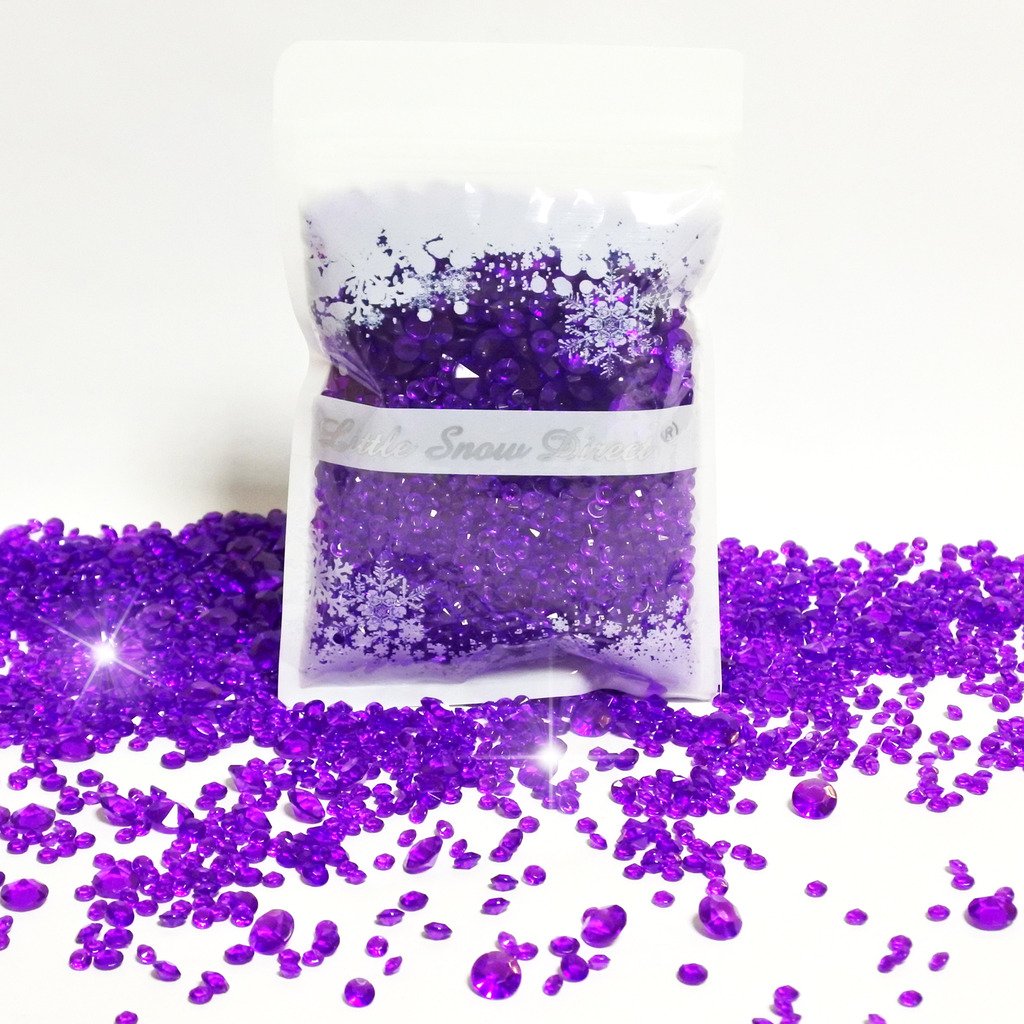 500 x 10mm Scatter Diamonds Wedding Party Table Confetti Crystal - Cadbury Purple