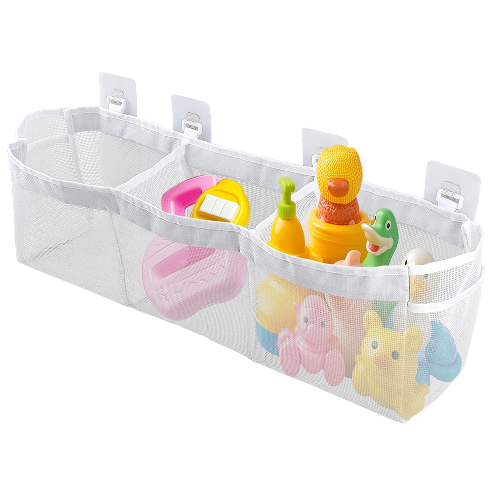 Amazon.com: JIANWEI Bath Toy Organizer, 3 Compartment Bathtub Toy ...