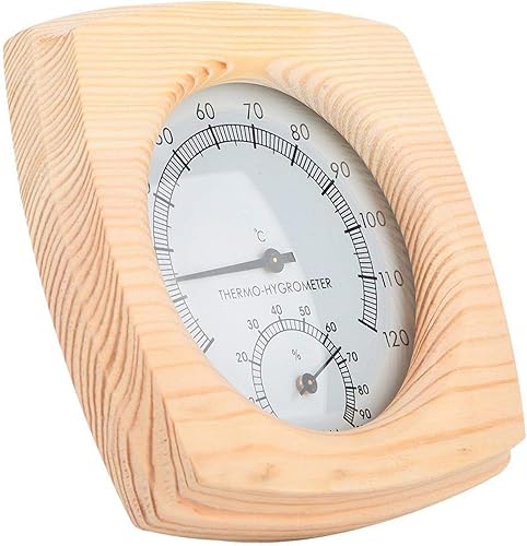 Miniatura 6 de Haofy Termómetro de sauna 2 en 1, termómetro digital higrómetro, higrómetro de madera para sala de vapor, medidor de temperatura interior, color