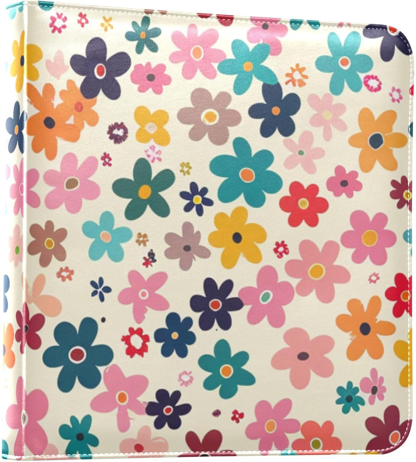 JIPONI Colorful Beautiful Flowers Large Photo Album, DIY Leather Cover Scrapbook Albums for 4x6 5x7 6x8 Pictures, Self Adhesive Memory Book for Wedding, Baby, Family