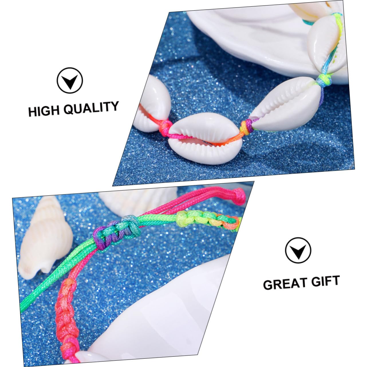 Accesorios 1 Juego de tobillera de concha colgante de concha joyería para mujer collar de cuentas bohemio cuerda trenzada