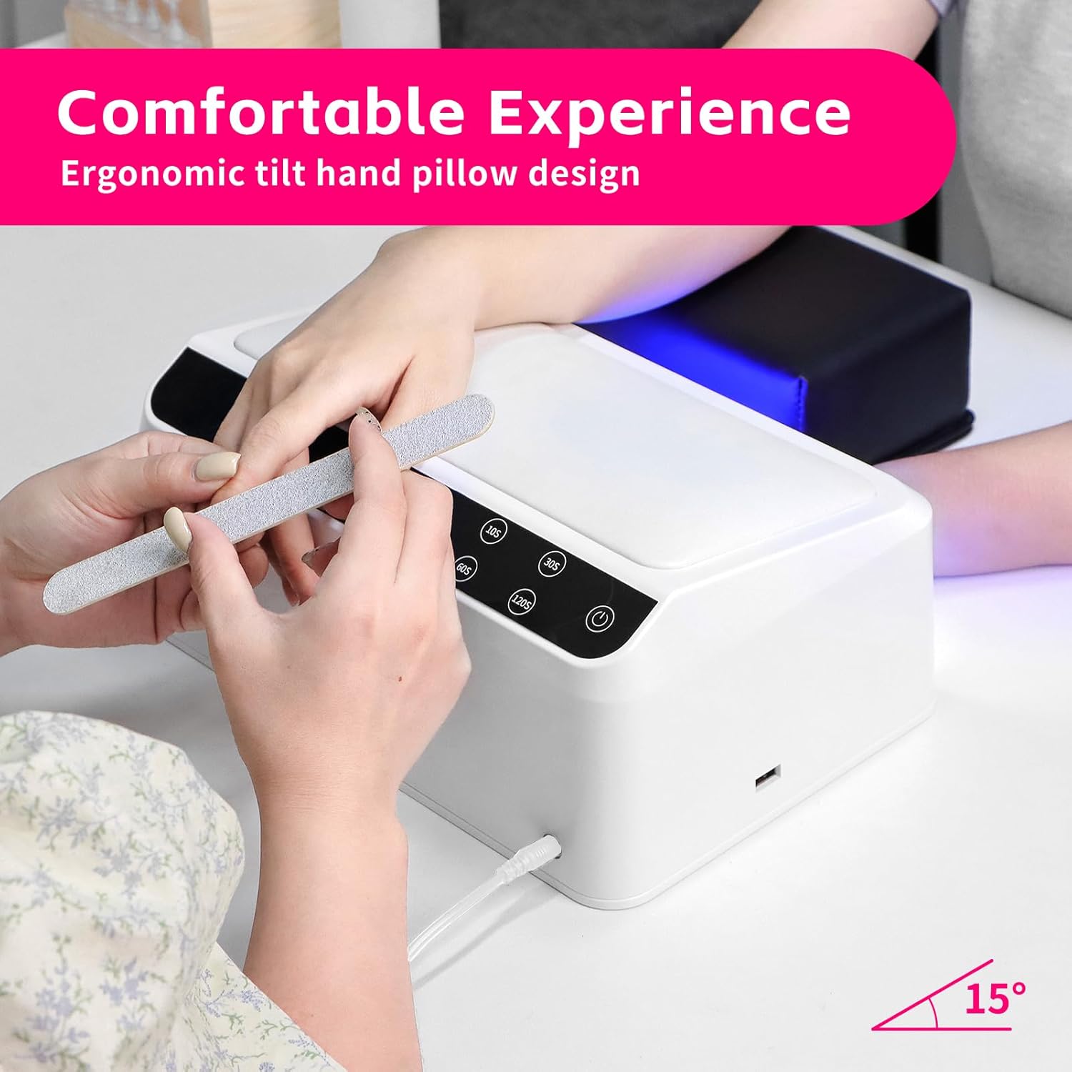 Missshine UV Nail lamp 72w 66 Dual Source Beads, Large Space uv Light for Gel Nails with Tilting Hand Pillow and Smart Touch Screen, Mirror Removable Base Nail lamp with 4 timers and Built-in USB