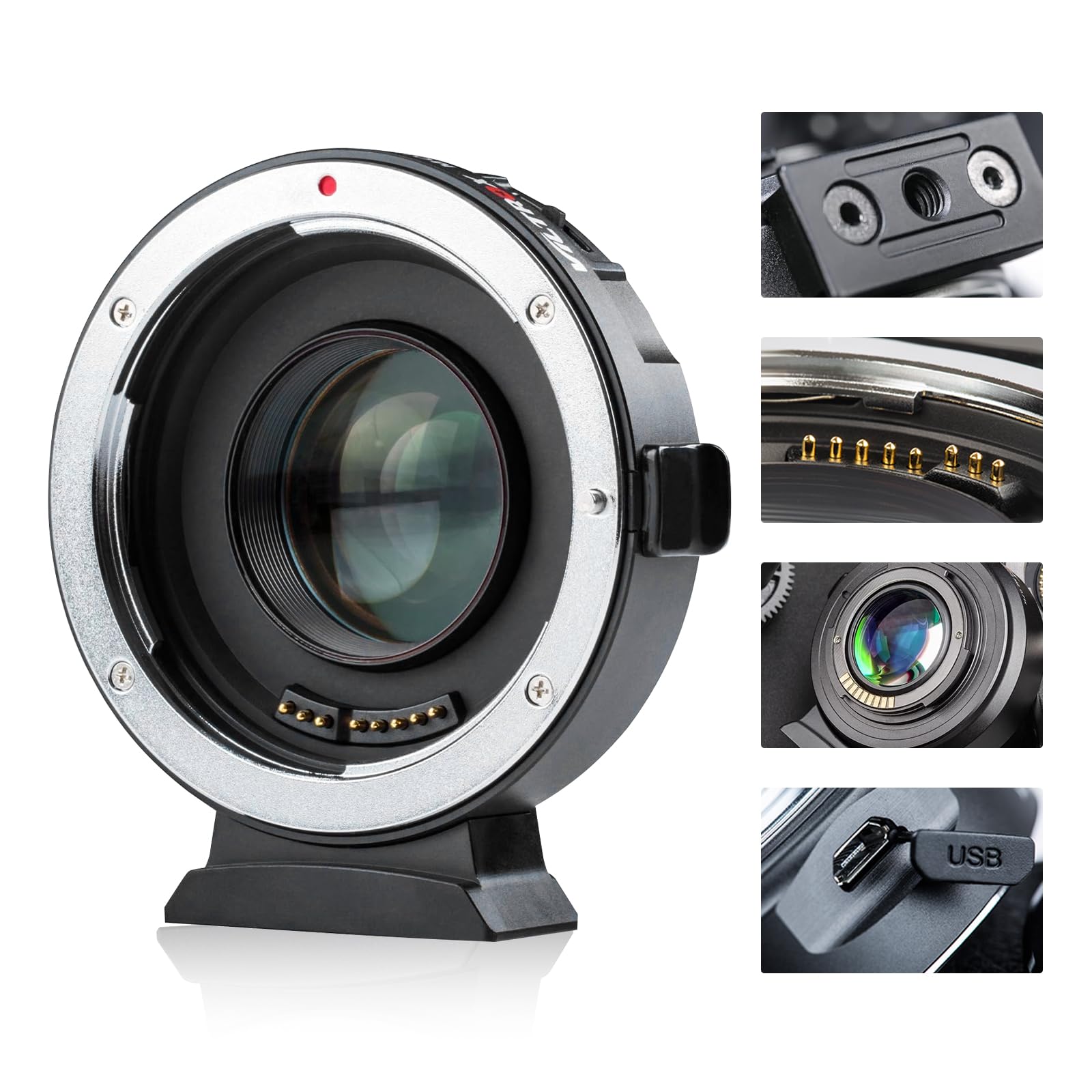 ViltroxEF-M2II Adapter Lens Electronic Autofocus EF-M4/3 Adapter AF Converter for Canon EF/EF-S Lens to Lumix M43 and Olympus M43 Series GH5/GH5S/GH4/GF5/GF1/GX9/G9/E-M1 II/E-M10 II/E-M5