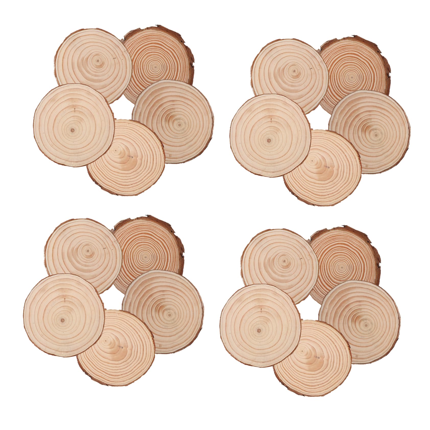 20stücke Holzscheiben Runde Natur Unbehandelt Kreise aus Holz für Basteln Dekoration Hochzeit Weihnachten Diy-arbeiten Rustikal