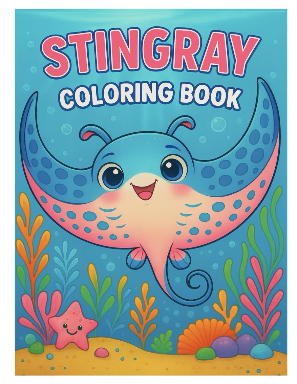 Stingray Coloring Book: 50 Cute and Fun Ocean Animal Illustrations: Playful and Relaxing Underwater Coloring for Kids and Adults