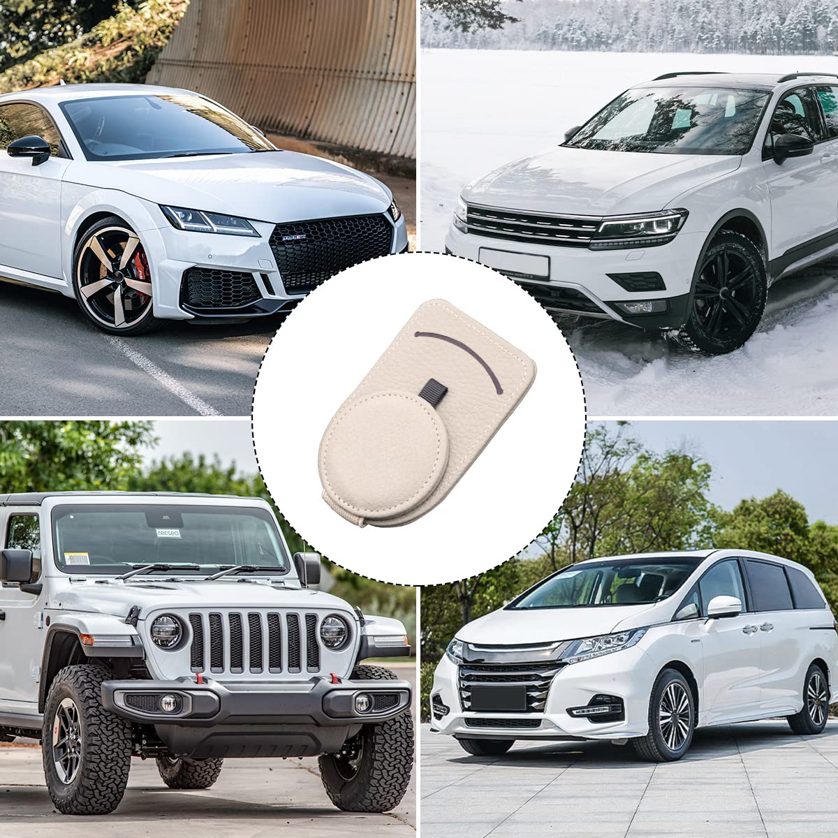 Custodia portaocchiali per aletta parasole per auto,magnetico per riporre gli occhiali in auto e decorare gli interni dell'auto, beige | Leroy Merlin