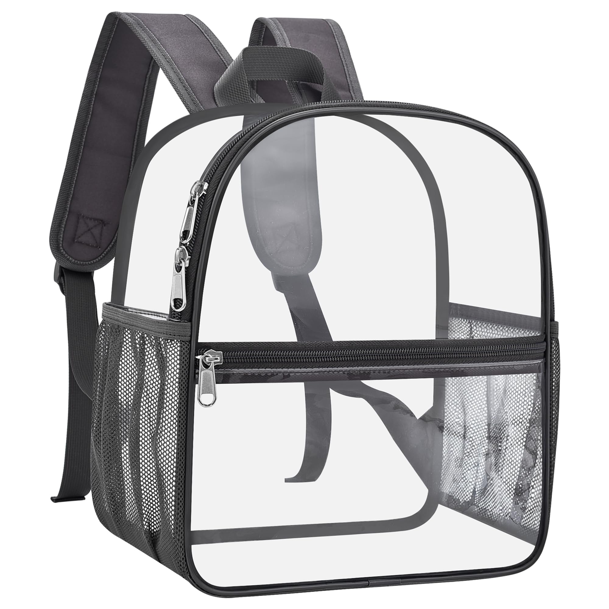 Oraben Clear Backpack for Stadium Events Sports Fan Backpack Stadium Bag | 12x6x11 in,Heavy Duty PVC Mini Small Clear Bag for Concerts, Sports,Work,Side Water Bottle Pocket