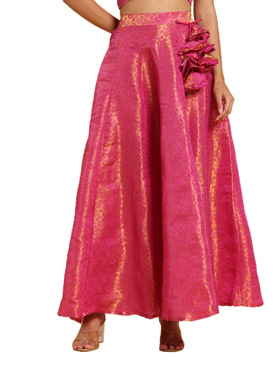 fr frolic rolic Frolic Rolic Silk Brocade Floral Self Designs Maxi Ethnic Skirt-picture-28