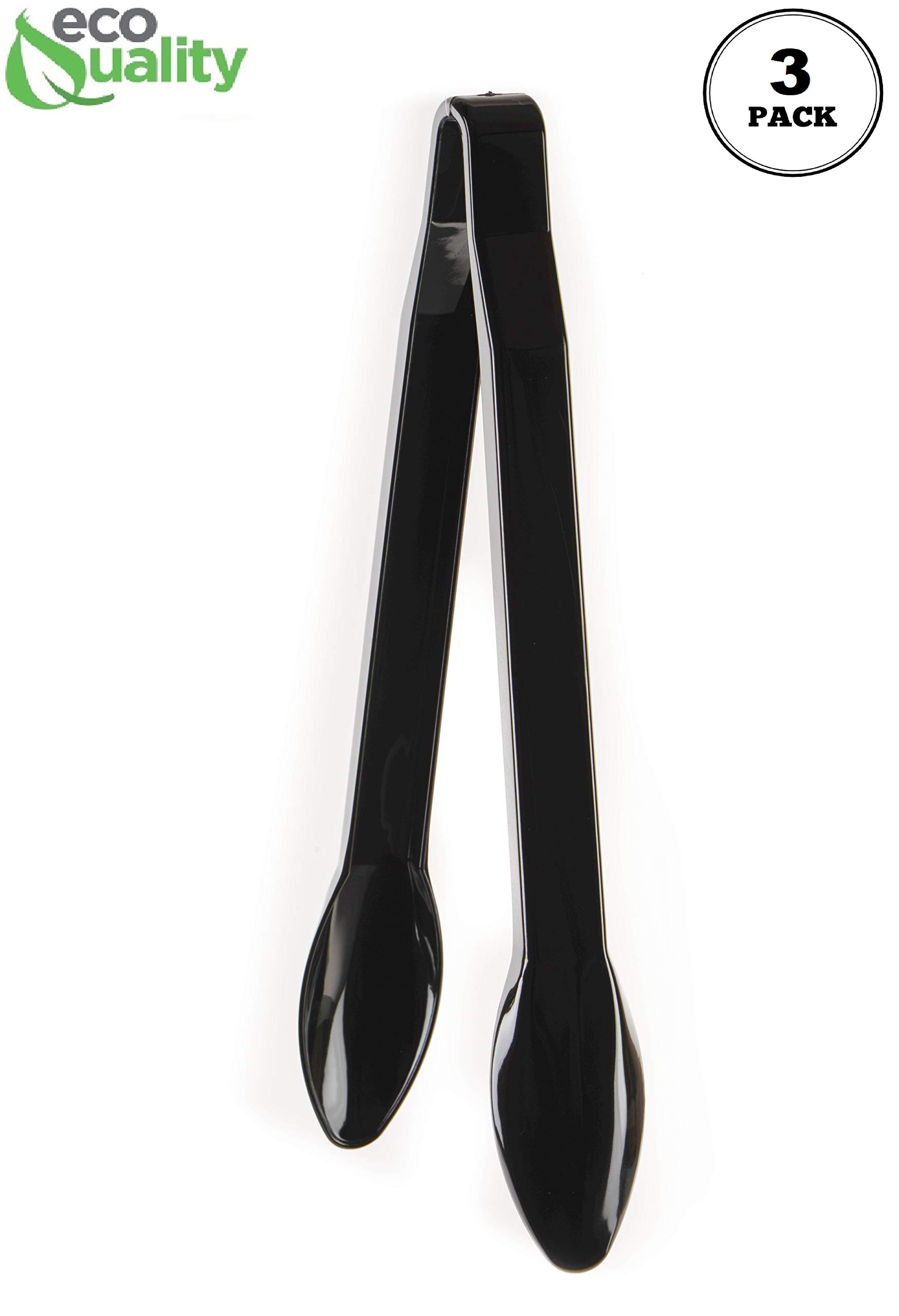 Buy Set of 3 Heavy Duty Black Serving Tongs 12 inch Plastic