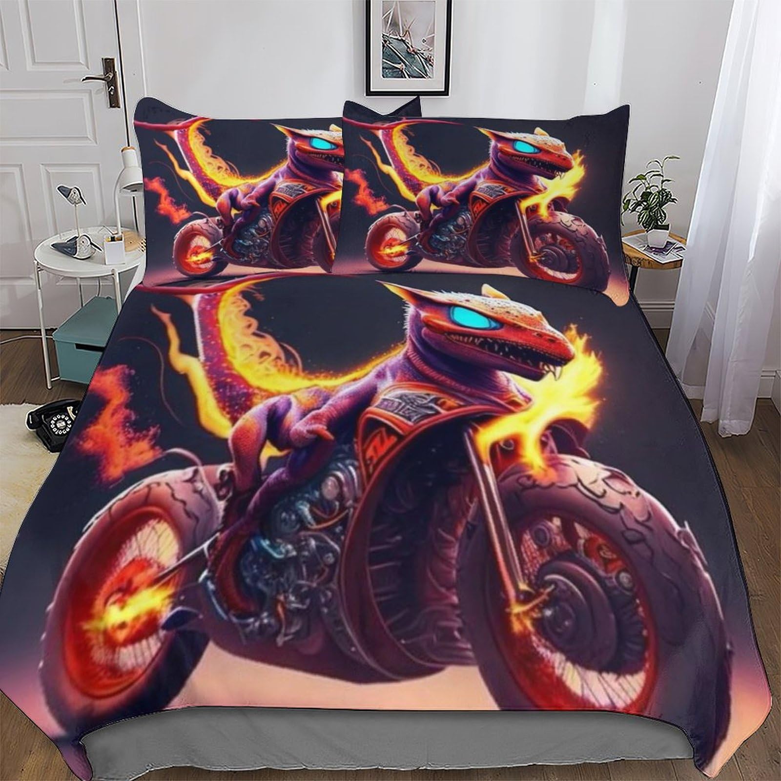 Housse de couette moto impression 3D King en tissu microfibre durable haute densité