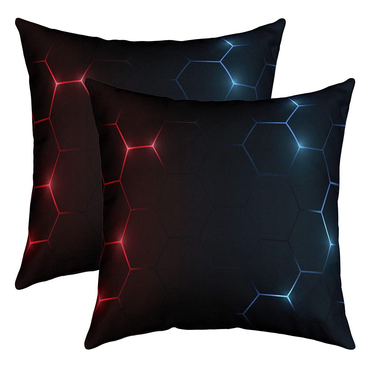 Honeycomb Throw Pillow Covers Set of 2 Soft Kids Hexagonal Geometric Blue Red Pillow Cases Cushion Covers Geometrical Pillow Cases Cushion Covers Beehive Decorative Throw Pillow Covers 20x20 Inch โ image 1