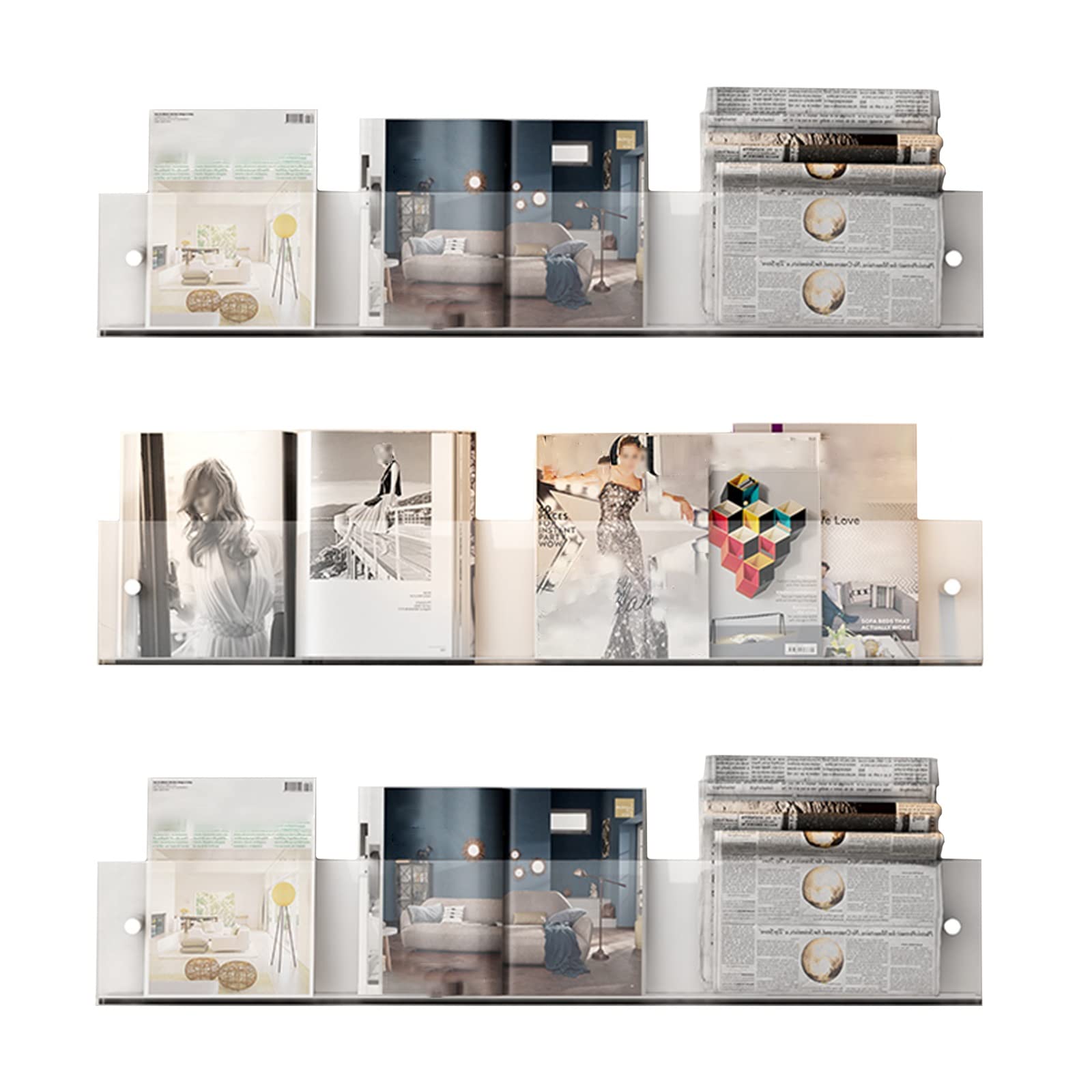 ASerZenith Magazine Display Rack, Floating Acrylic Brochure Rack, for Office/coffee Shop/corridor/travel Agency