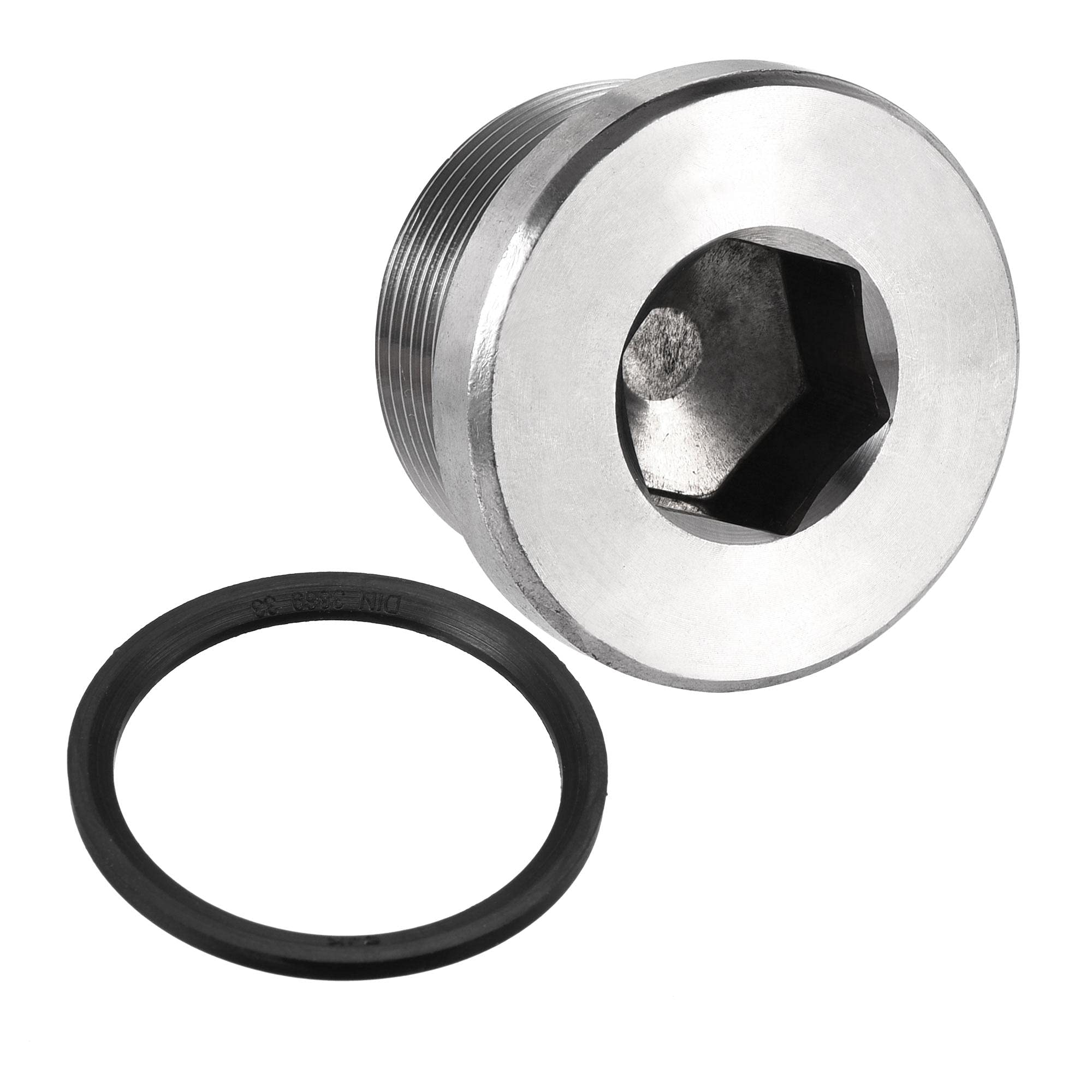 Tapón M33x1.5 uxcell de acero inoxidable con anillo de sello para extremos de tubería