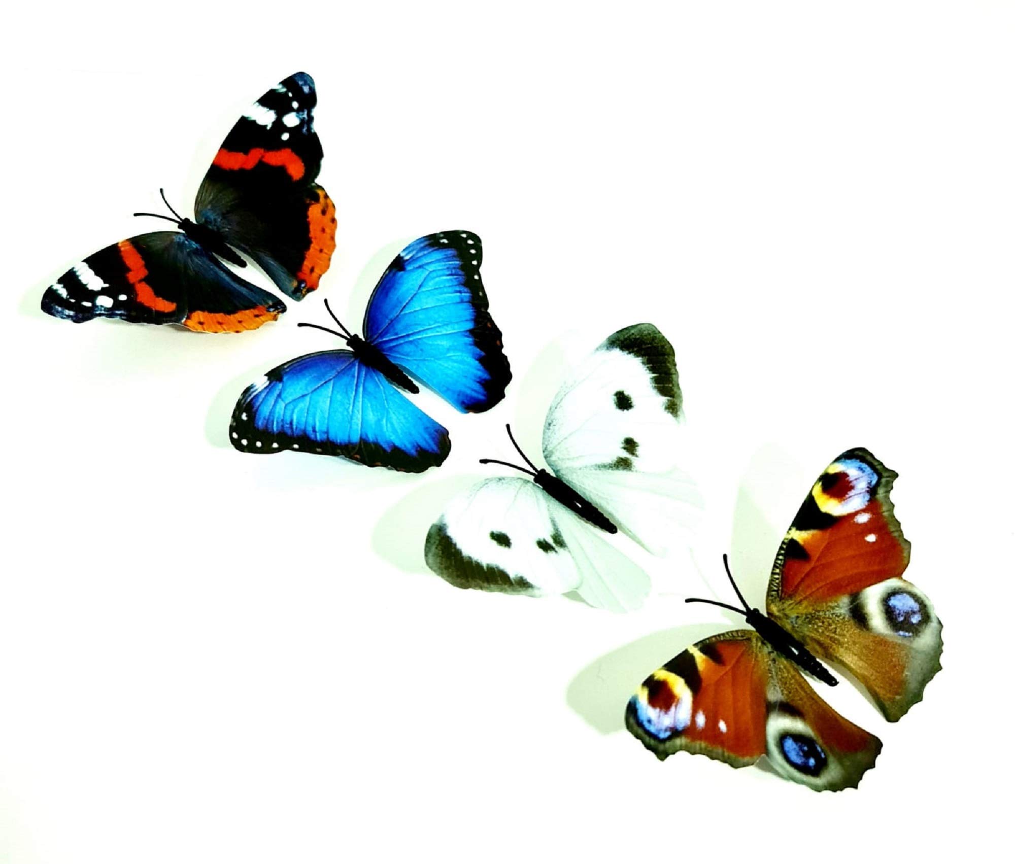 SDMAX 4x Multicolour Garden Butterflies With Clips For Decoration, Wall Sculpture Wall Art, Clip Design For Home, Garden, Patio, Yard Fence, Porch Tree, Vibrant And Exquisite