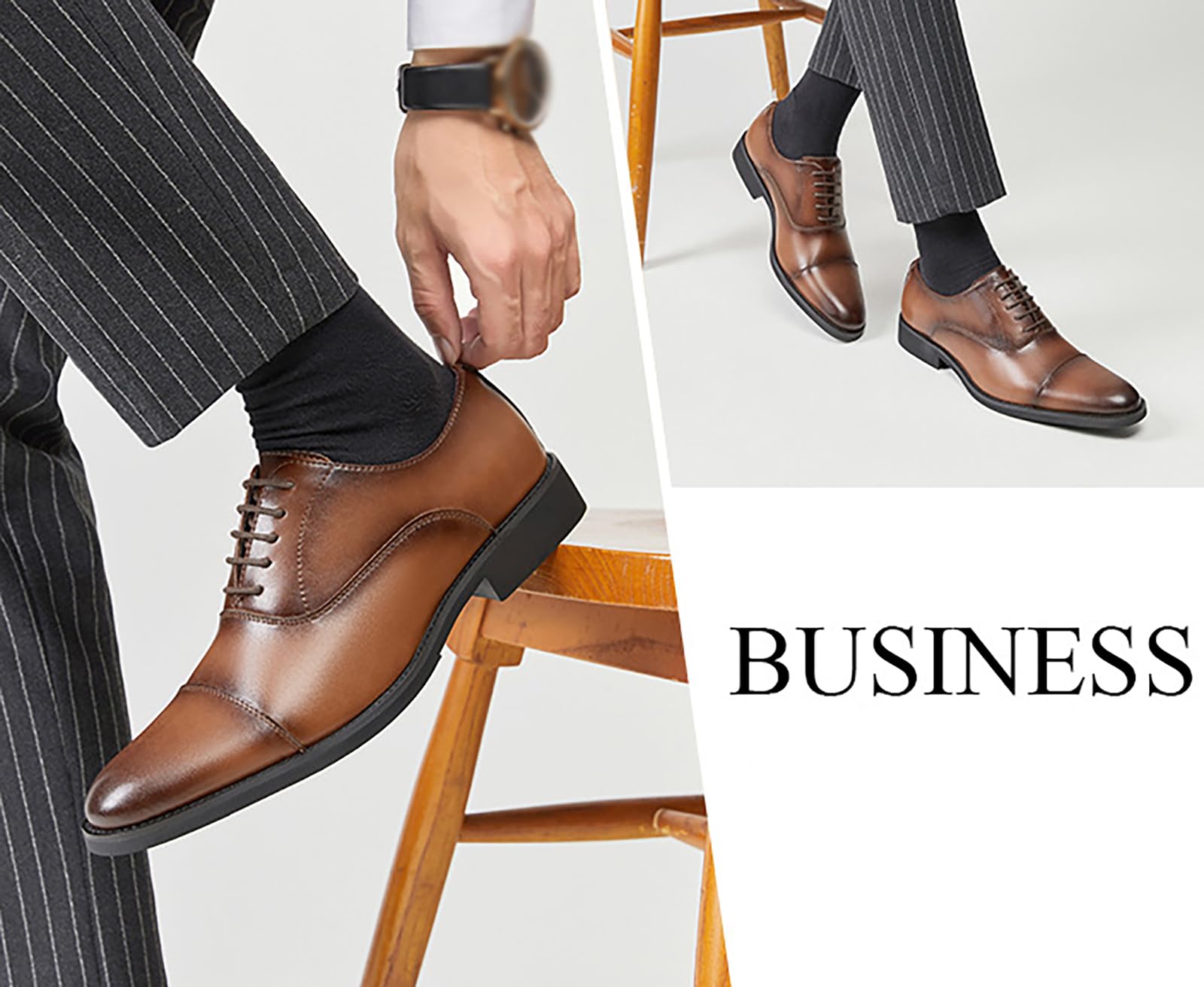Scarpe Eleganti da Uomo, Derby Oxford per Feste di Matrimonio, Ufficio, Lavoro, Ballo di fine Anno, Classiche Stringate Antiscivolo,Marrone,43