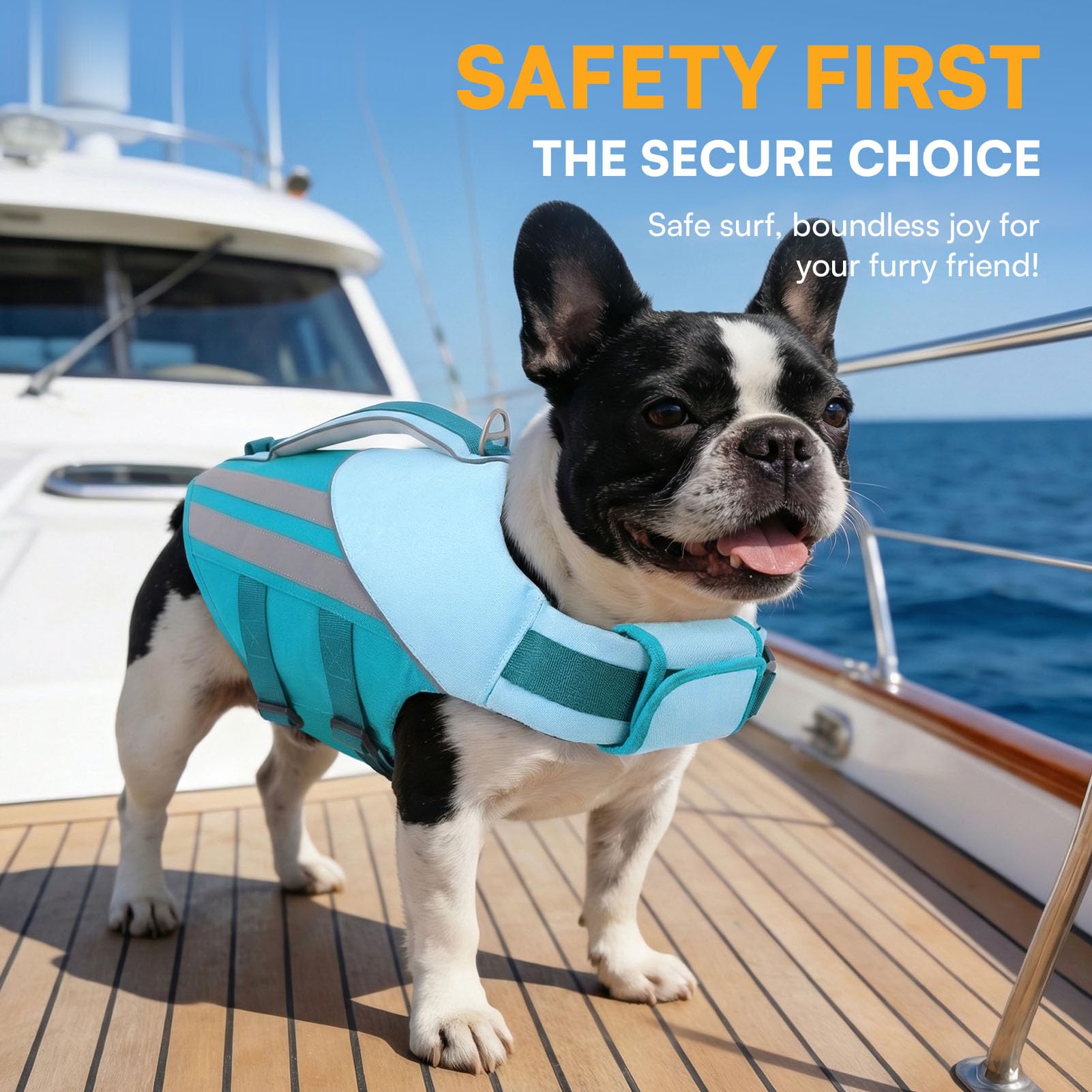 Queenmore Chaleco Salvavidas Perro Pequeño Ajustable & Reflectante Flotador Perro con Asa De Rescate Chaleco Perros Agua para Dachshund (Teckel), Cockapoo, Caniche Toy, Cachorros, Teal, S