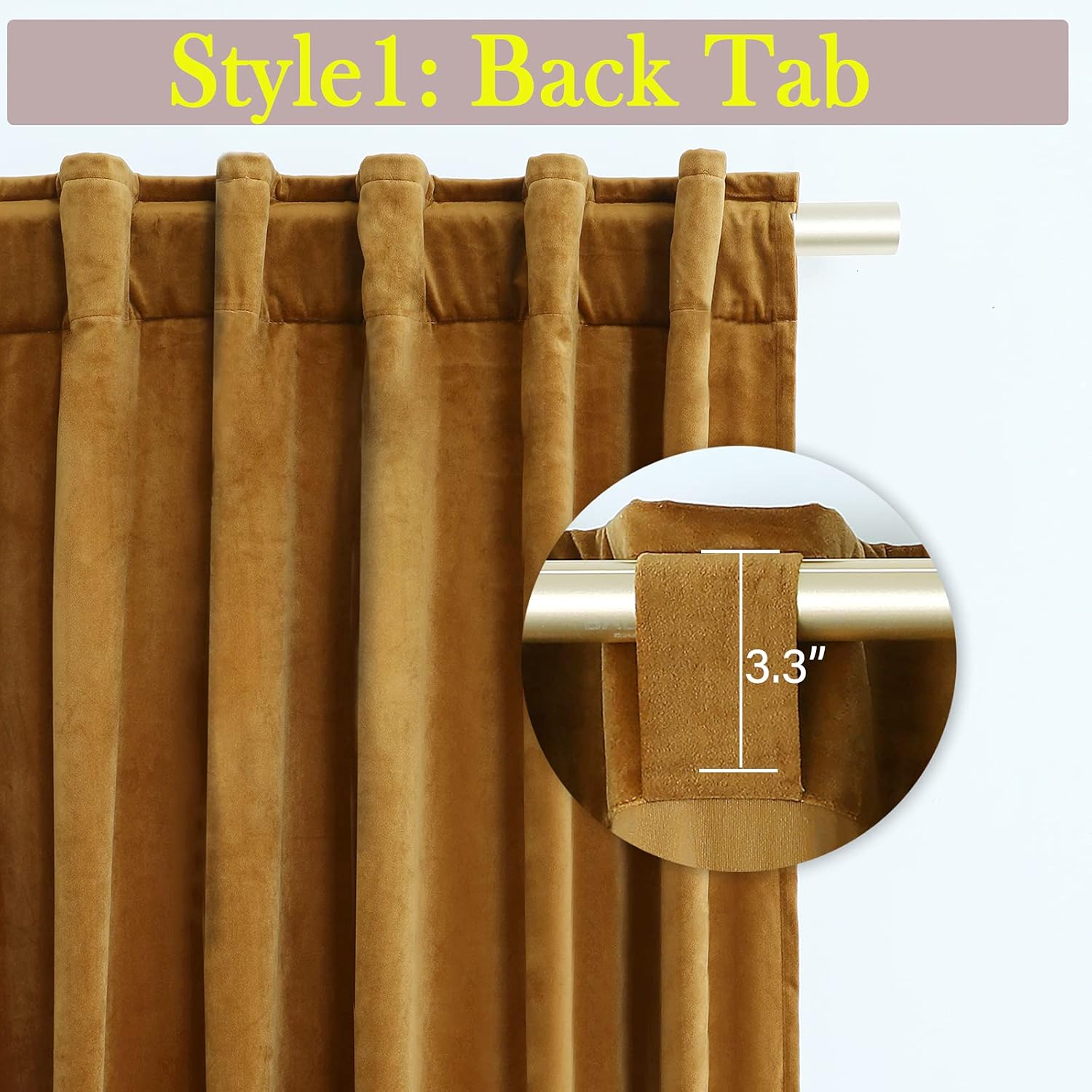 Velvet Curtains 84 inches - Retro Heavy Gold Blackout Velvet Curtains Drapes with Rod Pocket Back Tab Design Light Blocking Home Decoration for Living Room, Gold Brown, 52Wx 84L, 2 Panels