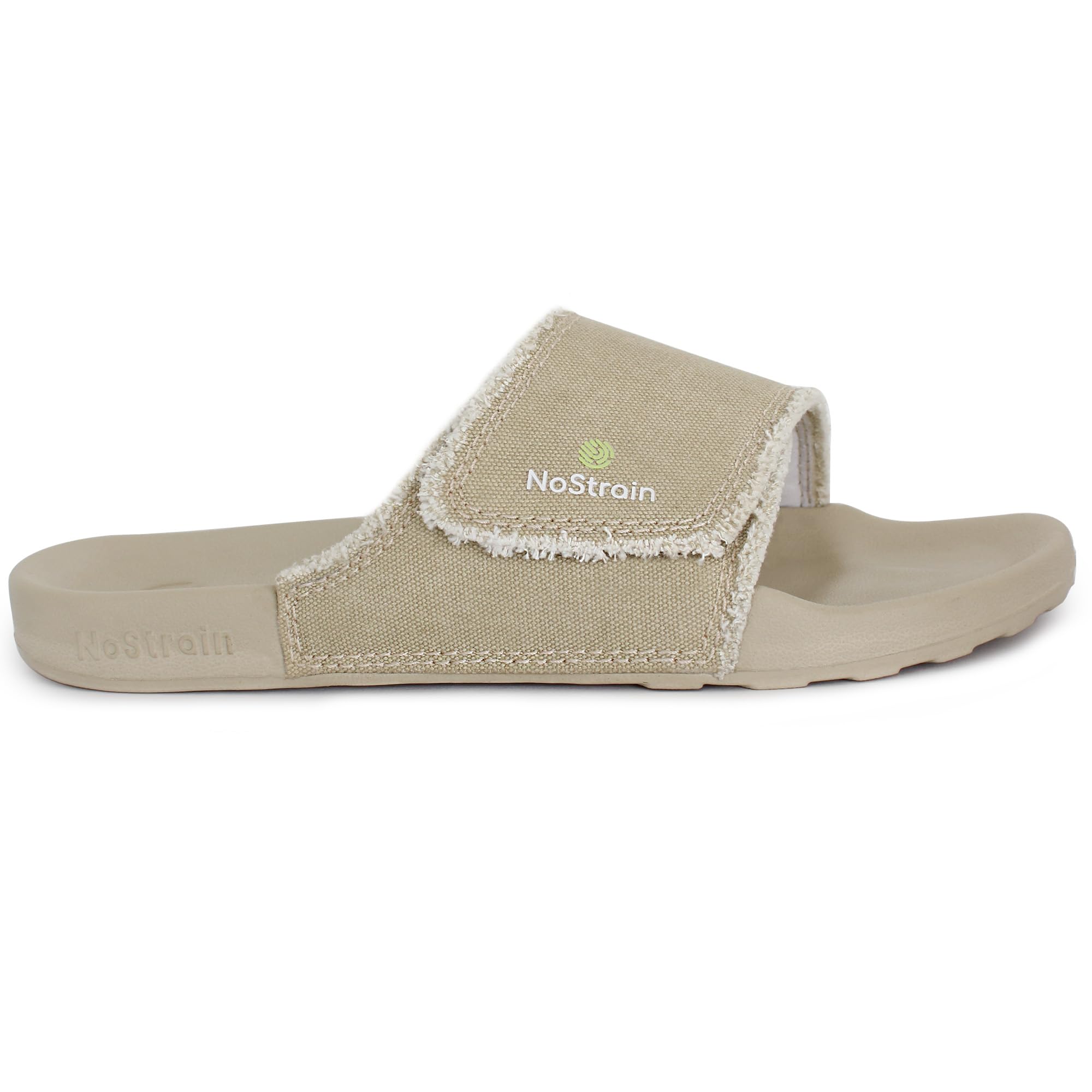 NoStrain Mens Canvas Sugar Sliders | Mens Sliders | Sliders For Men | Slides | Natural Fabric Sliders | Rough Edges Canvas Sliders | Adjustable Straps (Sandy Beige, 7) (B0D6RXLZ6D) Amazon Price History, Amazon Price Tracker