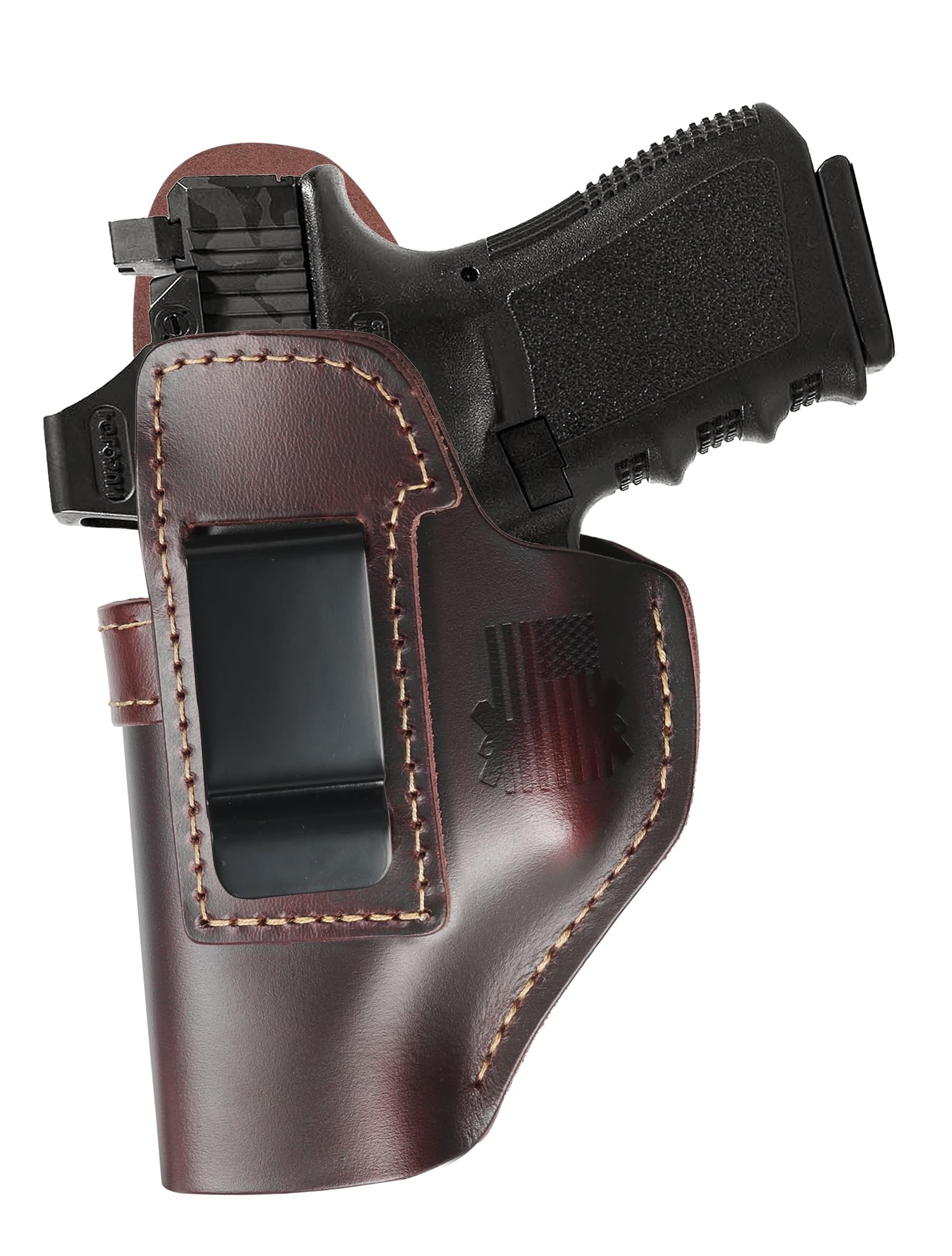 Optics Ready- IWB Leather Holster for Glock 17 19 43X fits Taurus G2C G3 G3C GX4 /M&P 9mm EZ Shield fits Sig P230 for LCP LC9S Security 9 fits Springfield XD Plus Similar Size-Inside The Belt