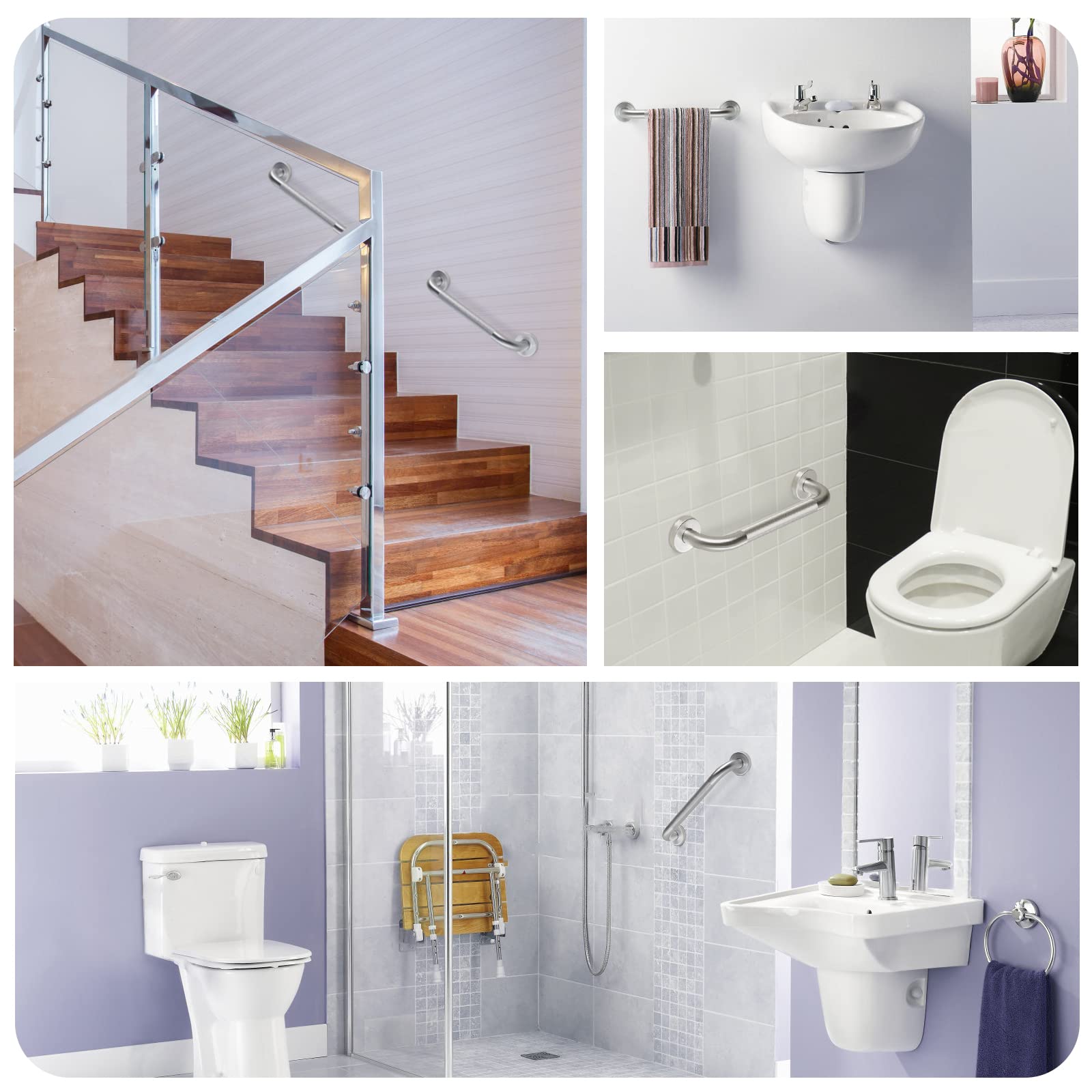 Agarrador Ducha Personas Mayores, 40CM Ø32MM Acero Inoxidable 304, Carga Hasta 200Kg, para Baños, Pasillo, Bañera, Escaleras, Decuado para Ancianos, Niños, Mujeres Embarazadas, Discapacitados