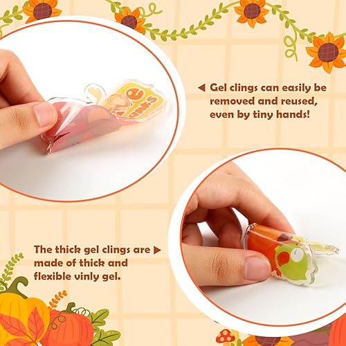 Miniatura 3 de GreenPine - 30 calcomanías gruesas de gel para ventana de Acción de Gracias, calcomanías de gel para ventana de otoño, para niños, niños pequeños y